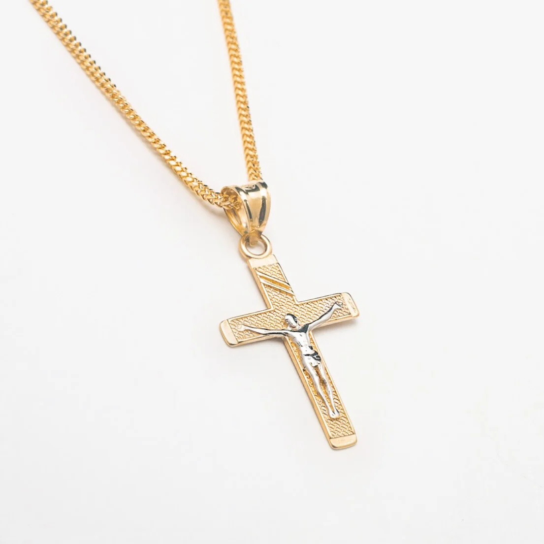 10K Solid Cross Gold Necklace