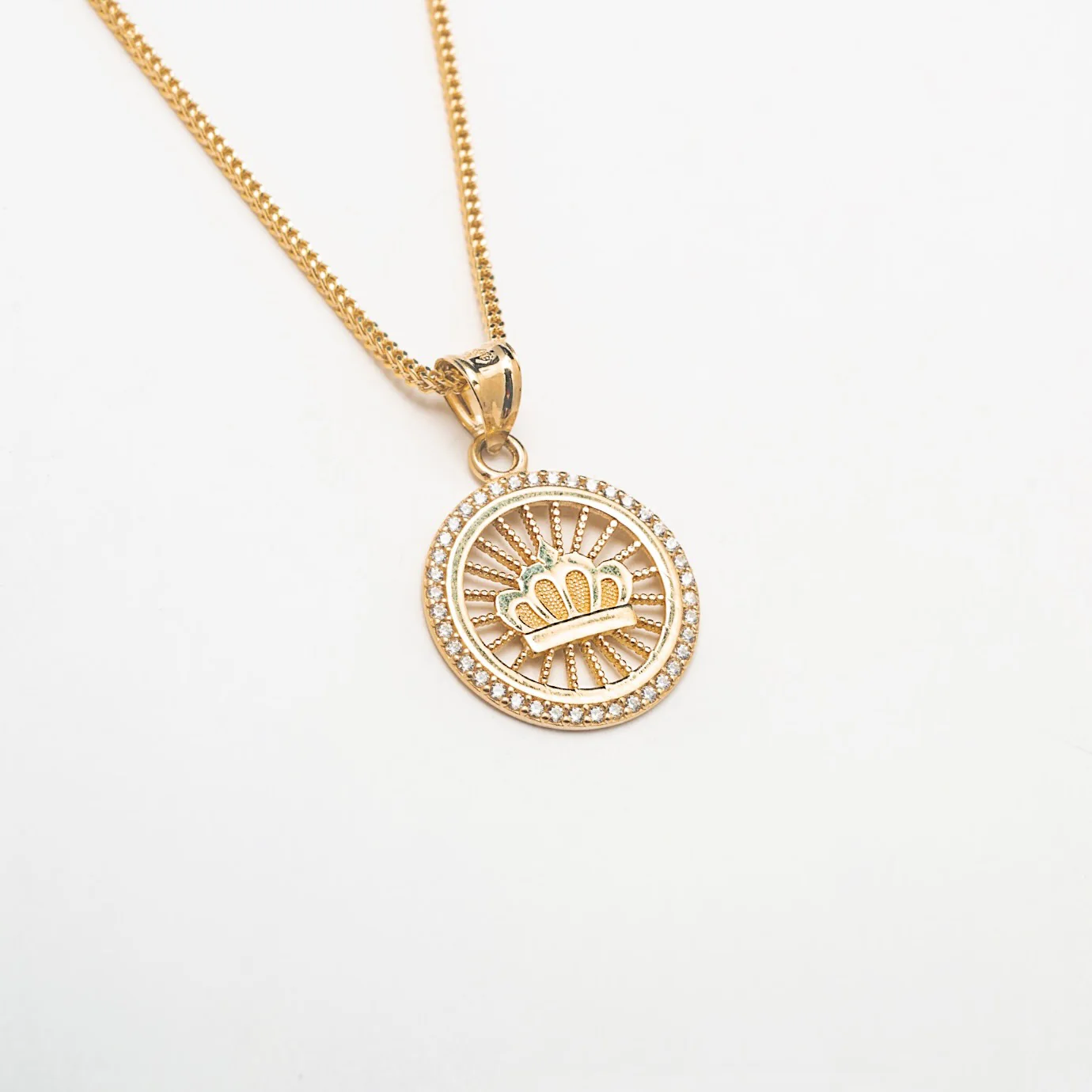 10K Solid Gold Crown Necklace