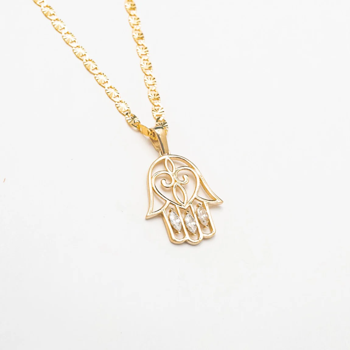 10K Solid Gold Hamsa Gold Necklace