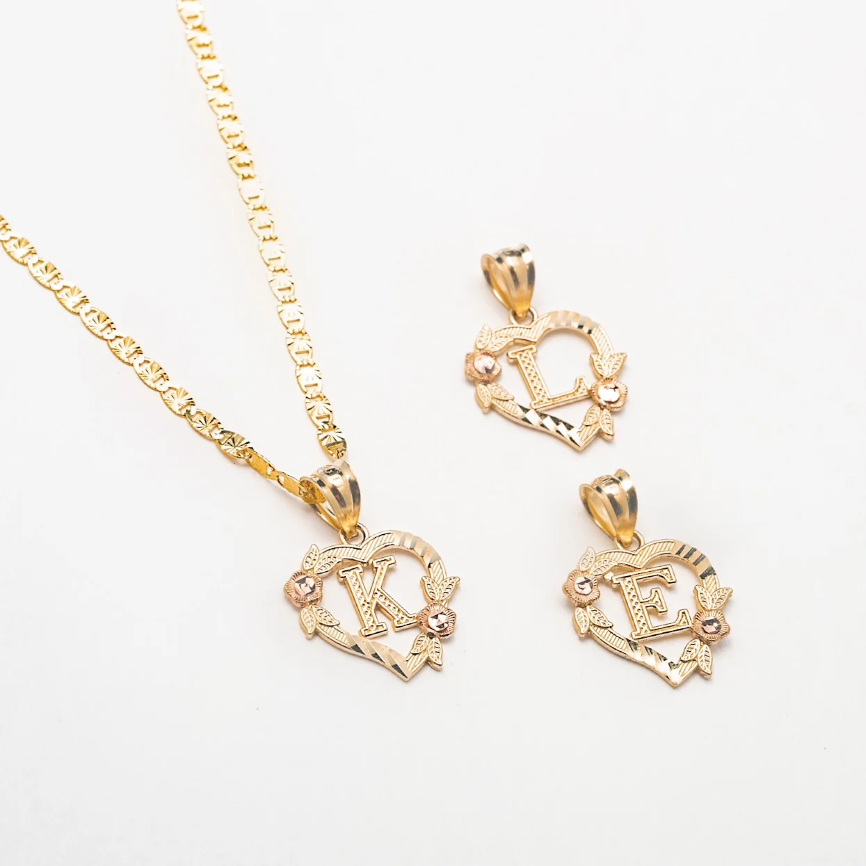 10K Solid Gold Self Love Initial Necklace