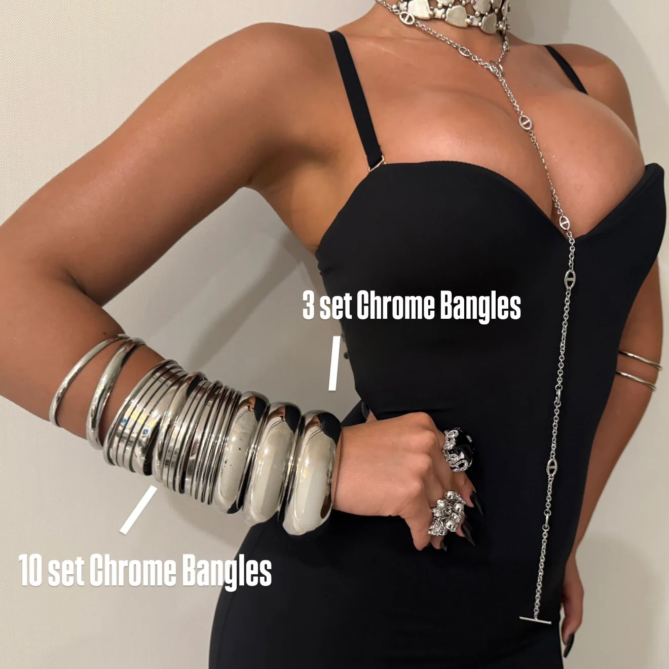 3 Set Chrome Bangle Set - Image 2
