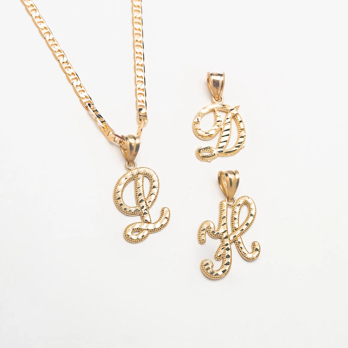3D 10K Solid Gold Initial Necklace
