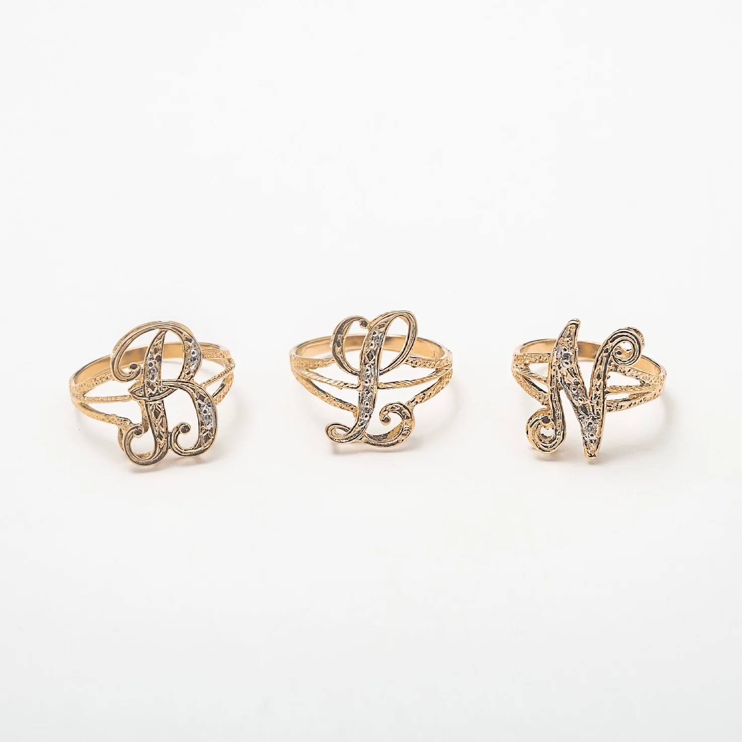 3D 10K Solid Gold Initial Ring