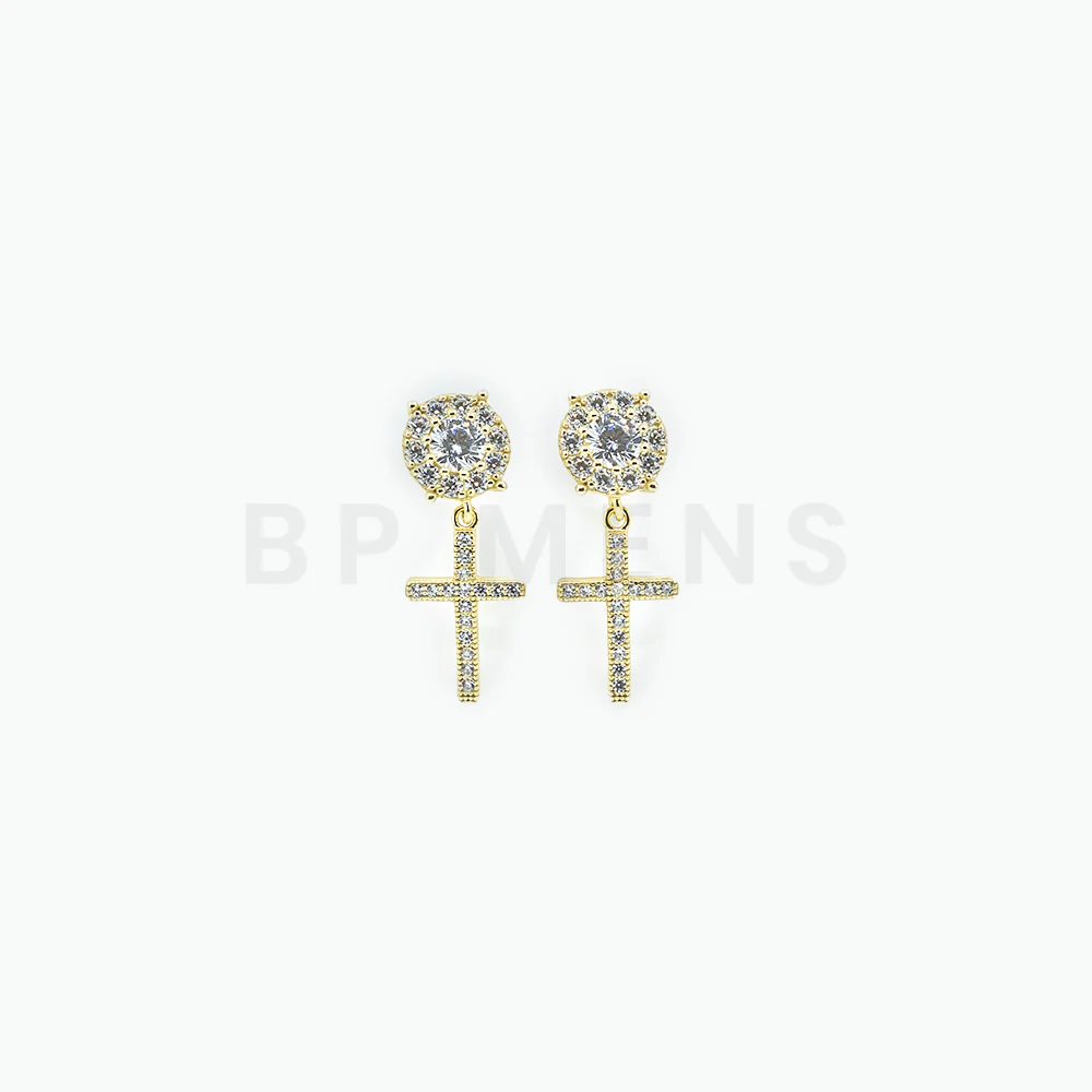 925 Gold Cross Stud Earrings