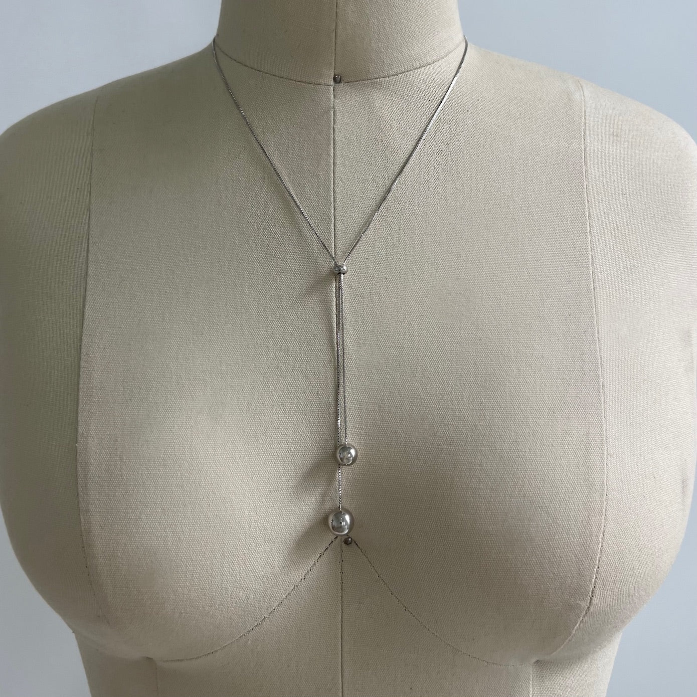 Adjustable Long Chrome Ball Necklace