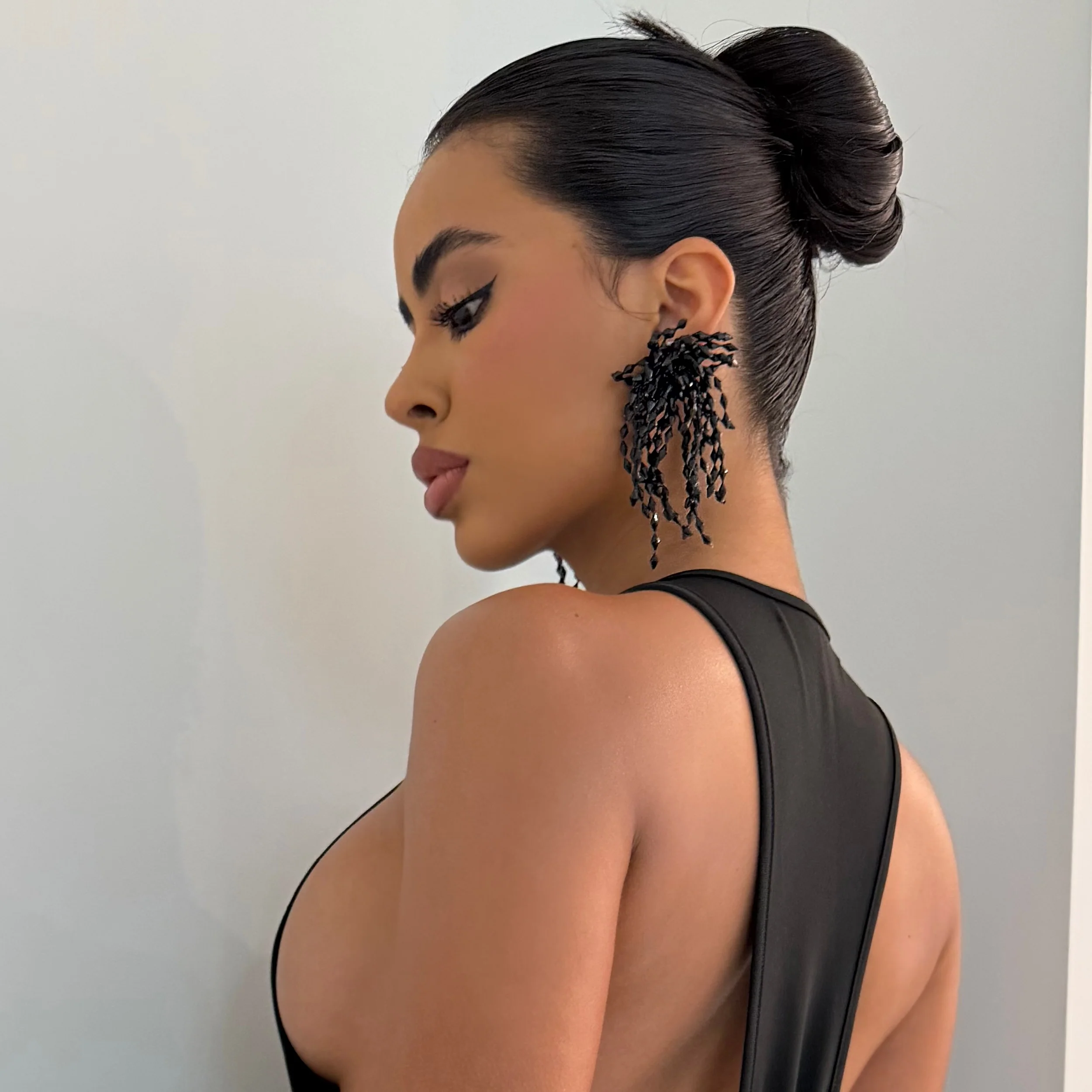 Black Fringe Earrings - Image 2