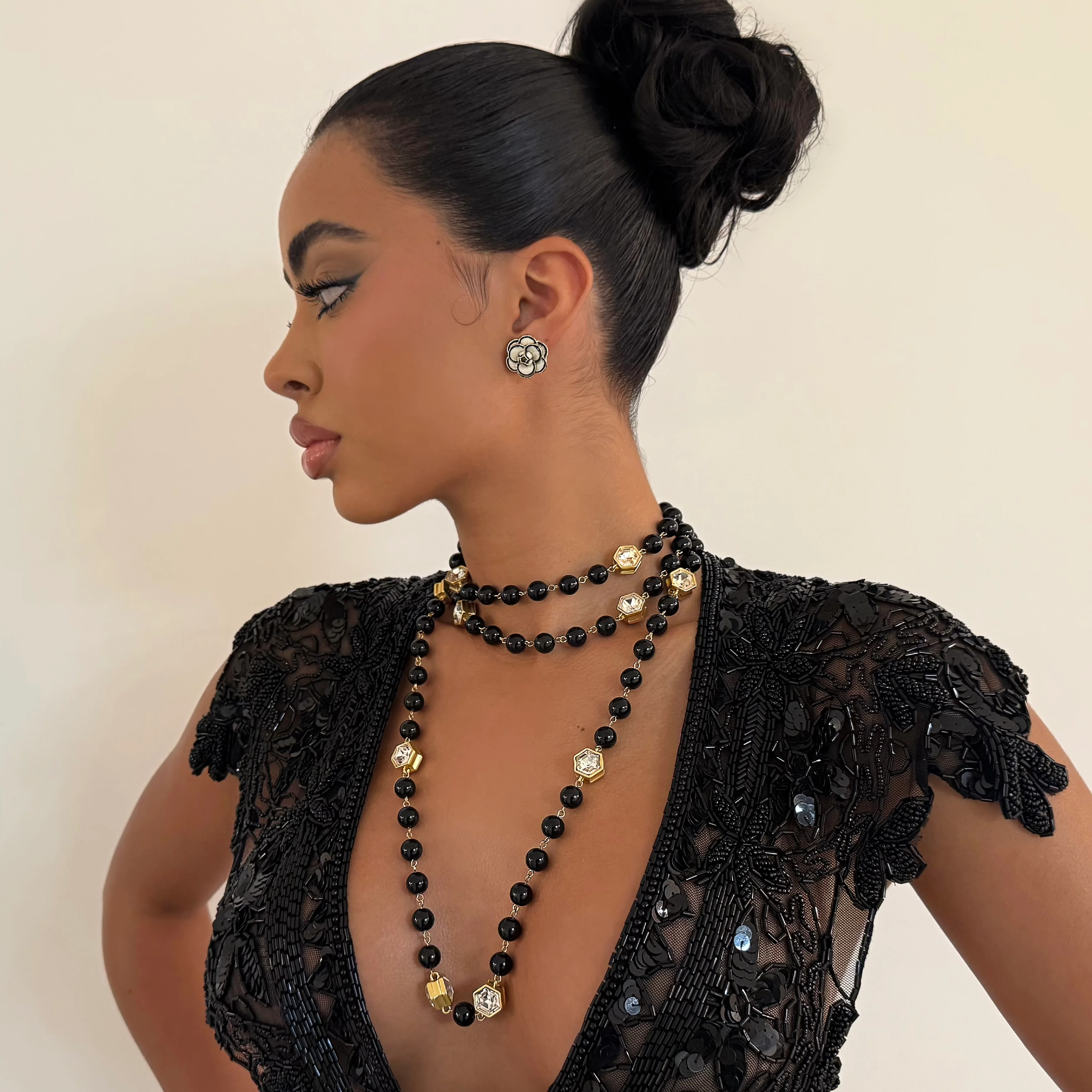 Black/Gold Beaded Necklace