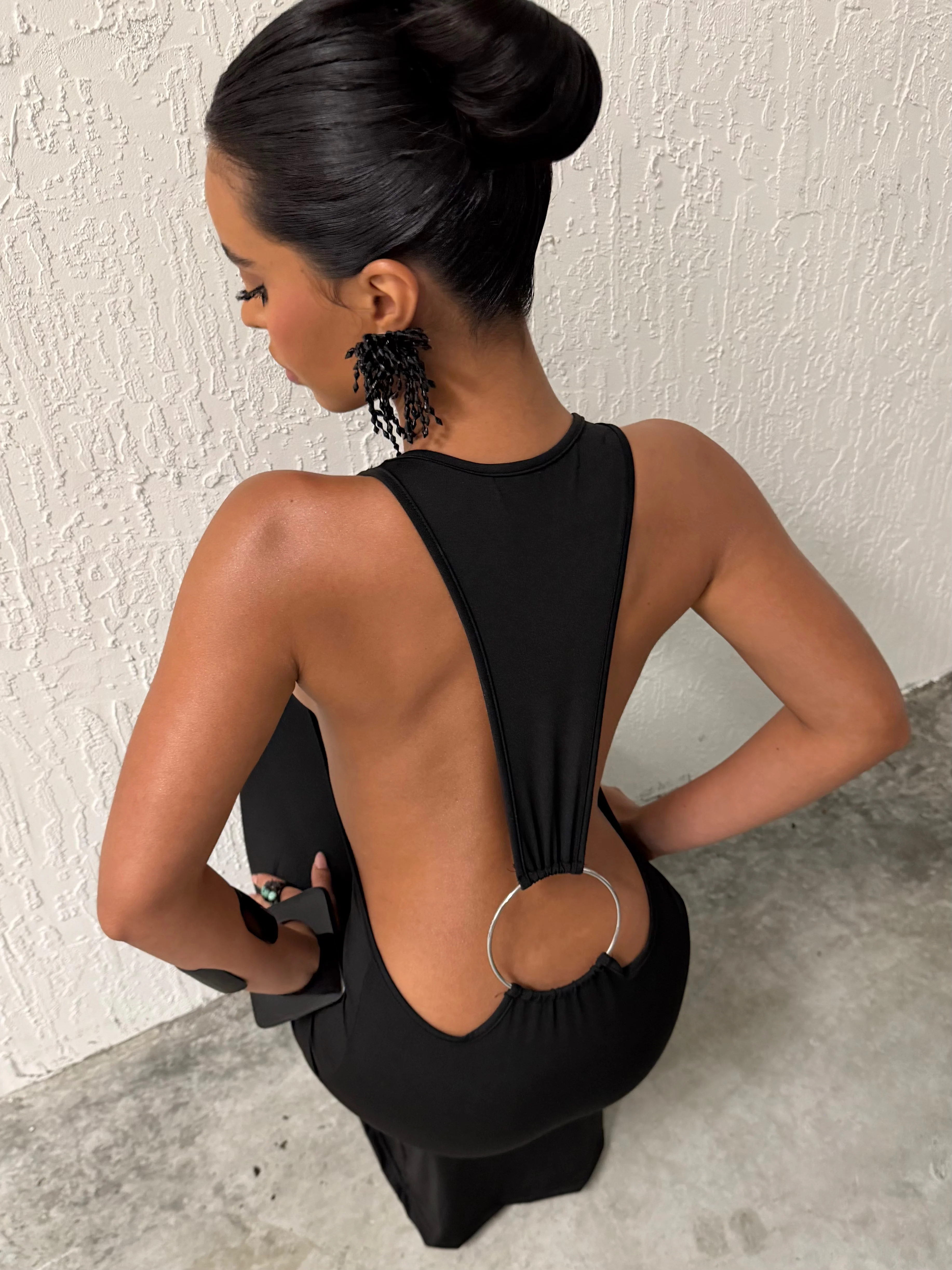 Black Maxi Ring Back Dress