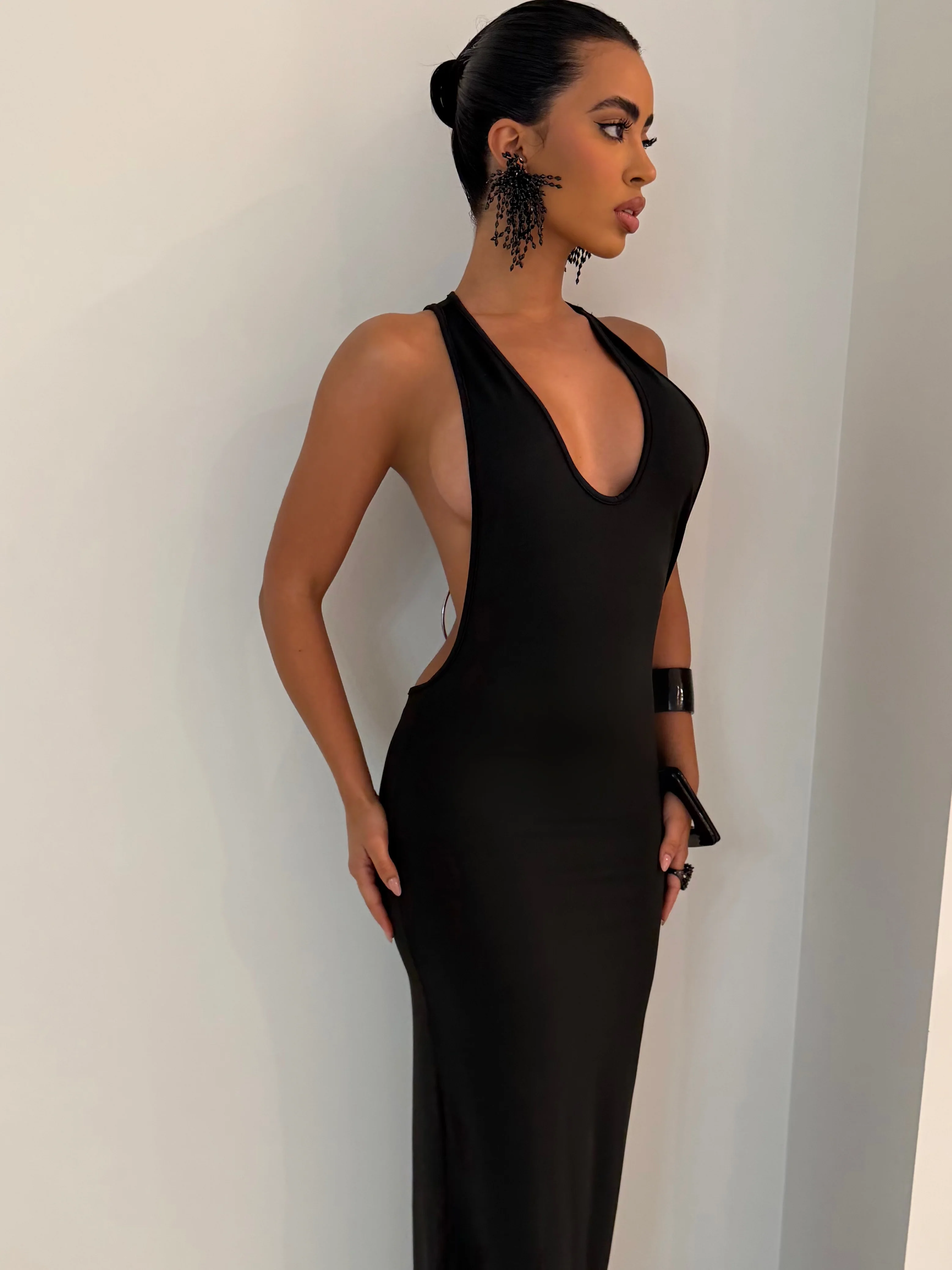 Black Maxi Ring Back Dress - Image 6