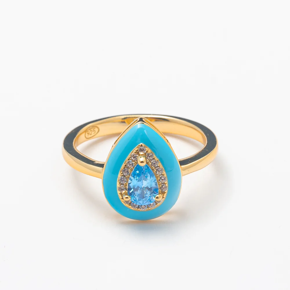 Blue Gold Tear Drop Band