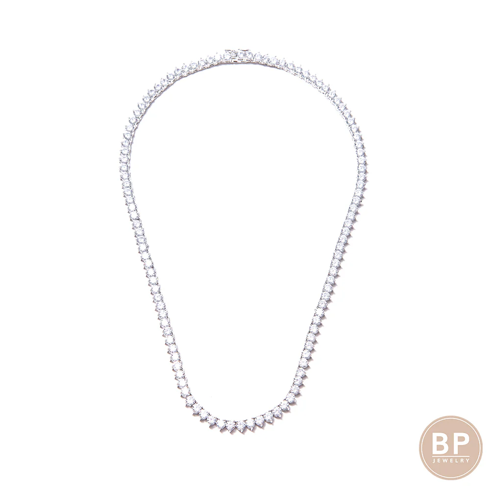 BP Princess Cut Silver Diamond Necklace
