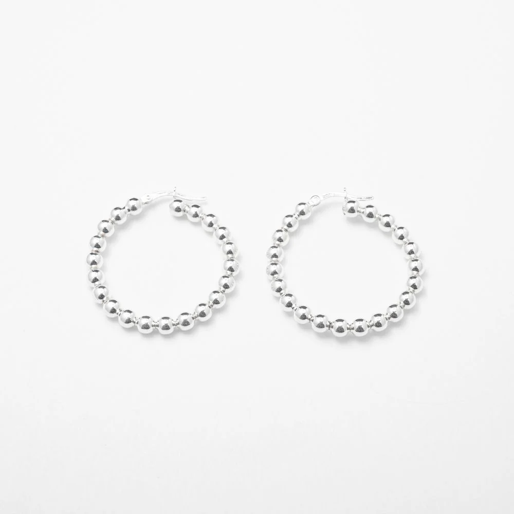Chrome Beaded Hoops