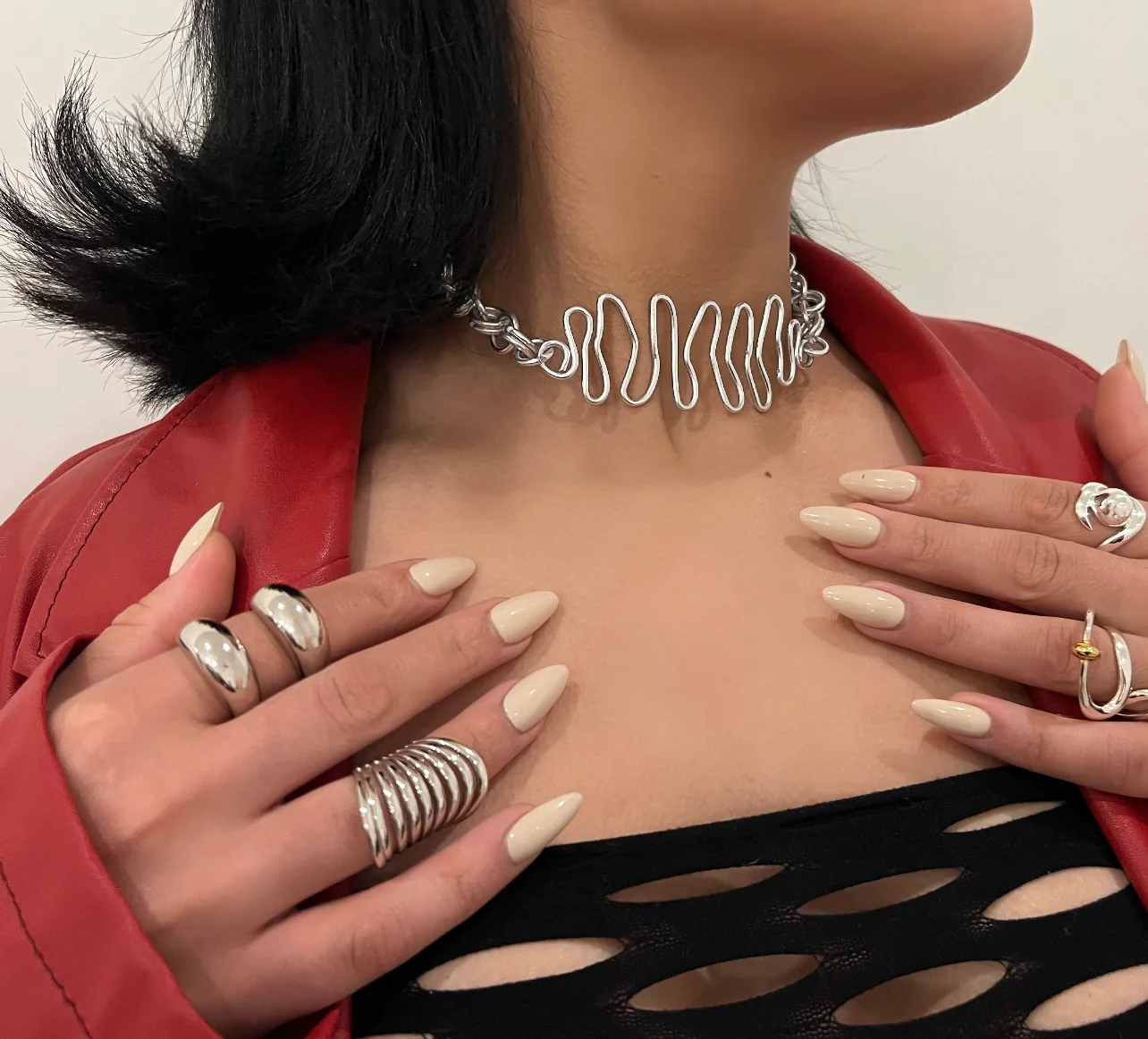 Chrome Zig Zag Choker