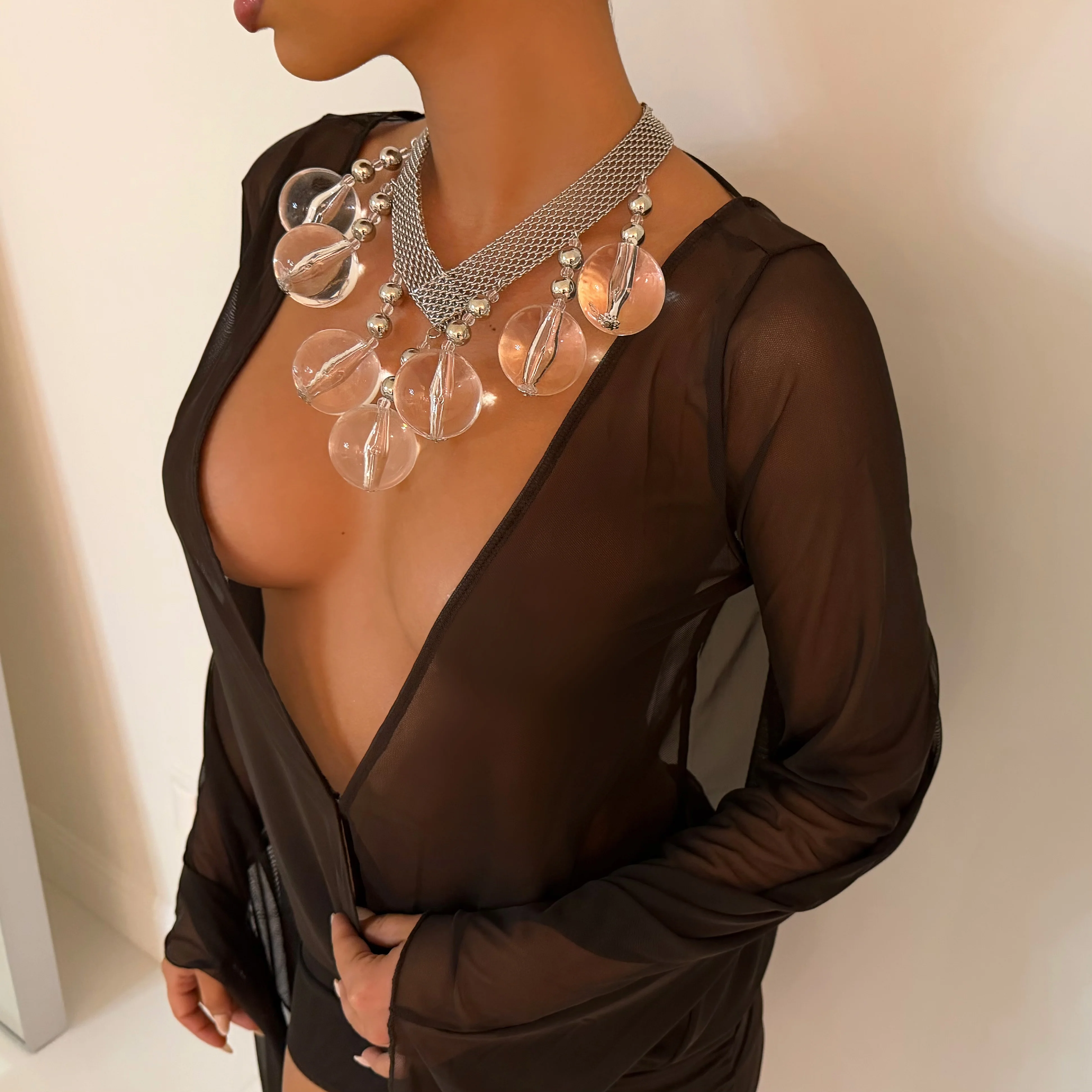 Clear Ball Chrome Necklace