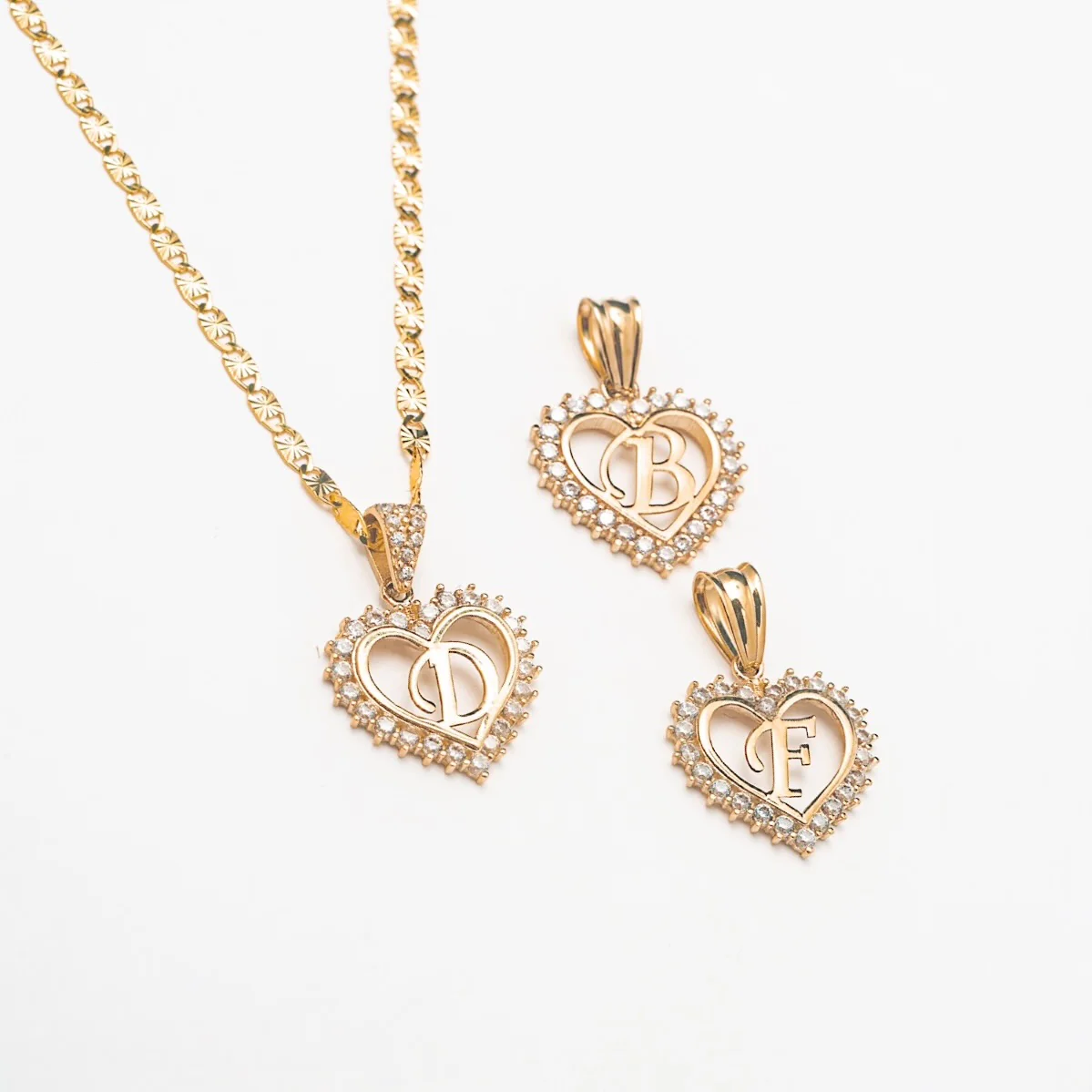 Crystal Self Love 10k Solid Gold Initial Necklace