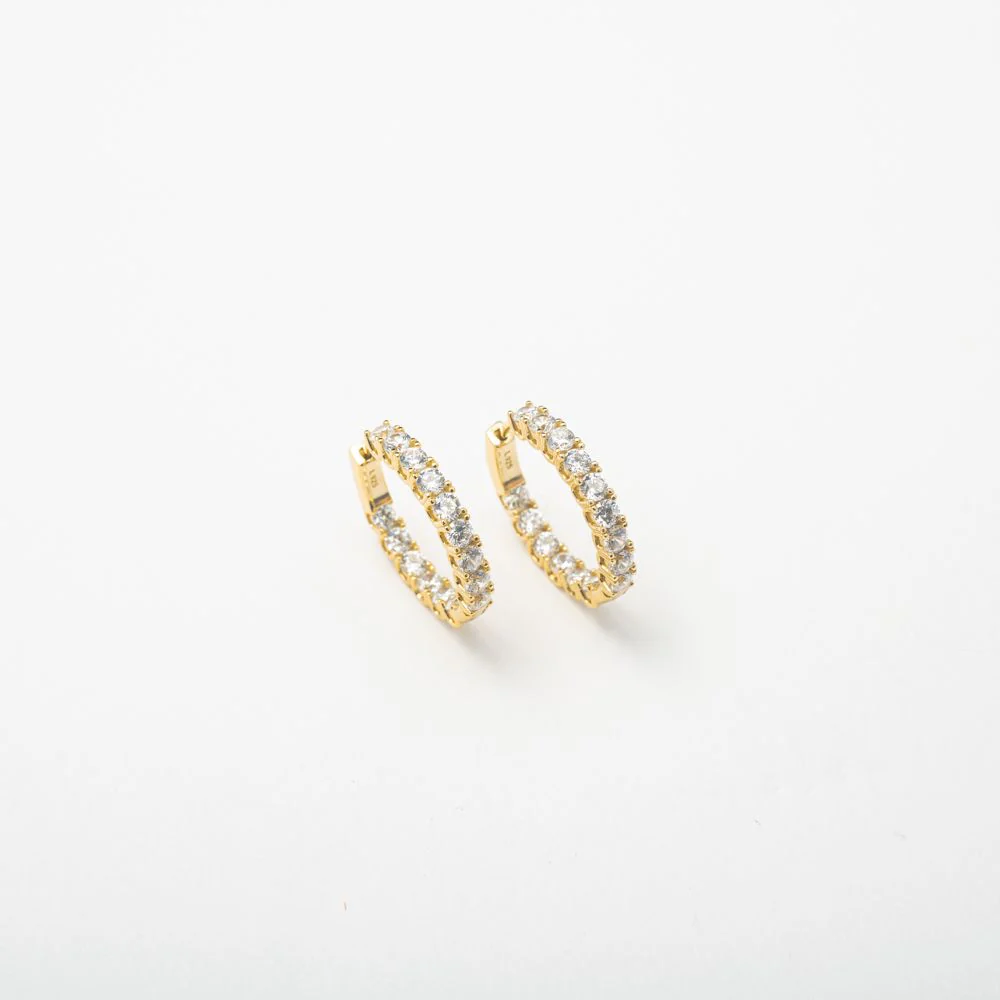 Day One Mini Gold Crystal Hoops