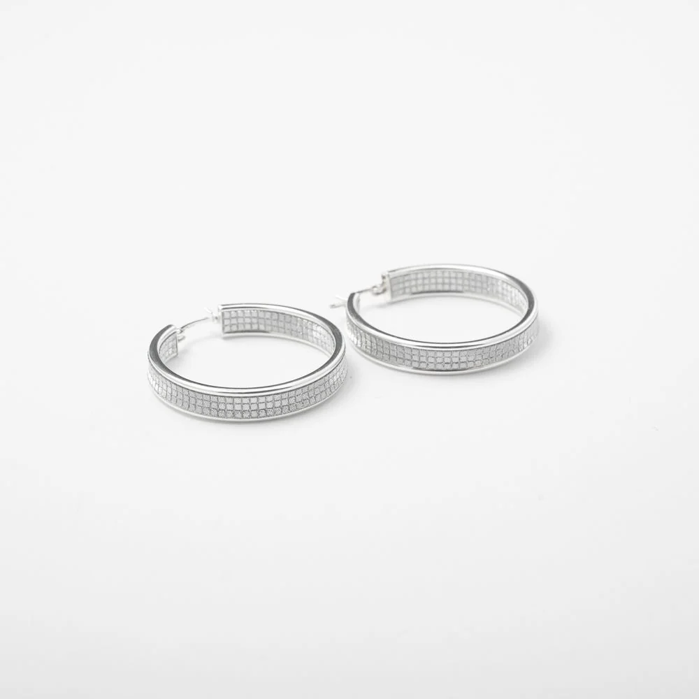 Disco Ball Silver Hoops