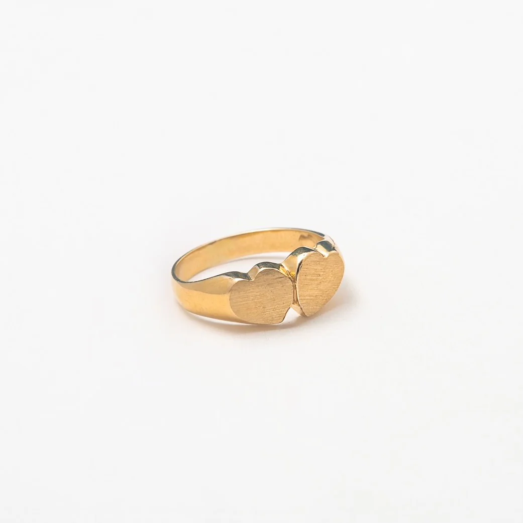 Double Heart 10K Solid Gold Ring