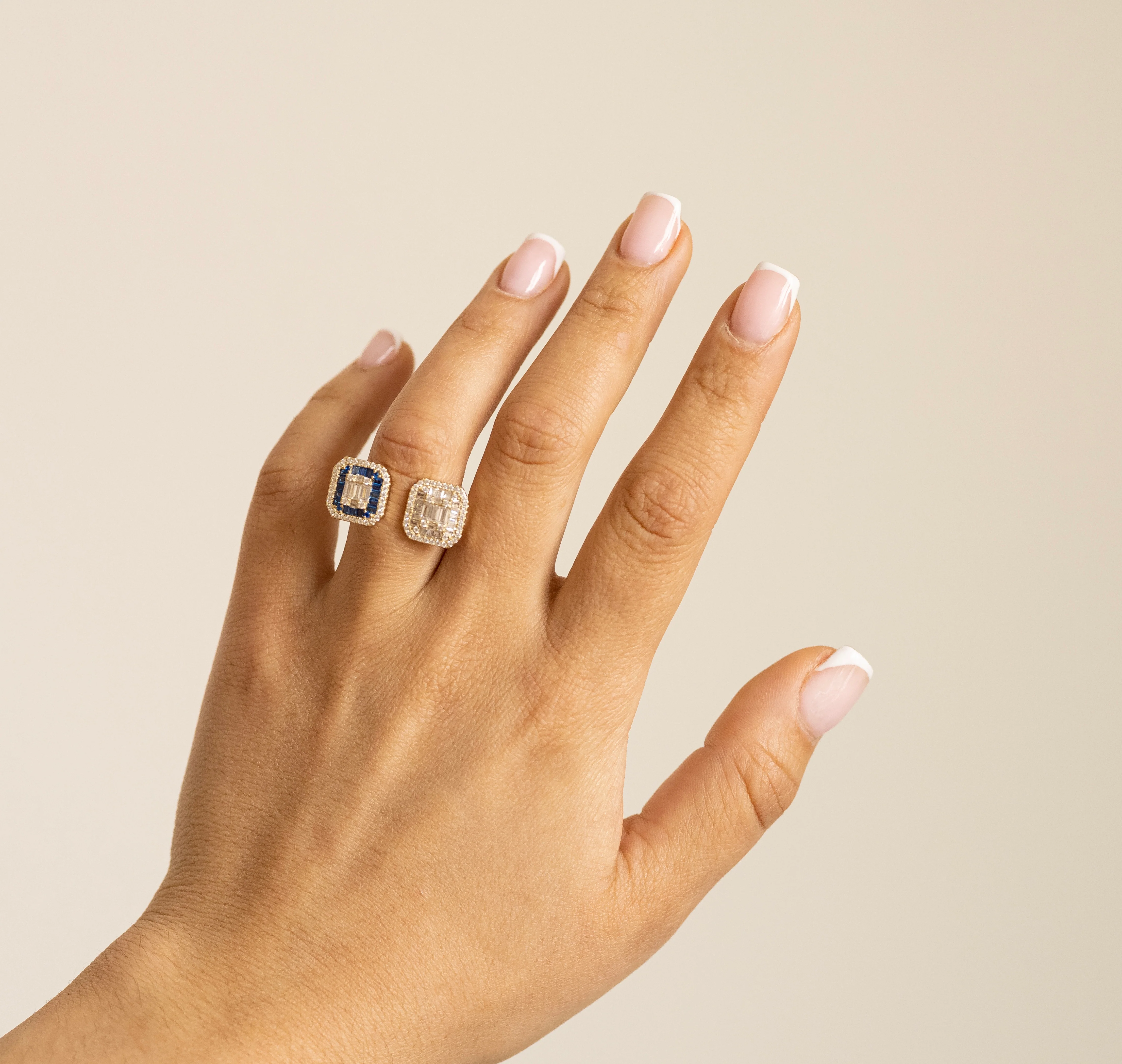 Double Sapphire Baguette Cuff Ring