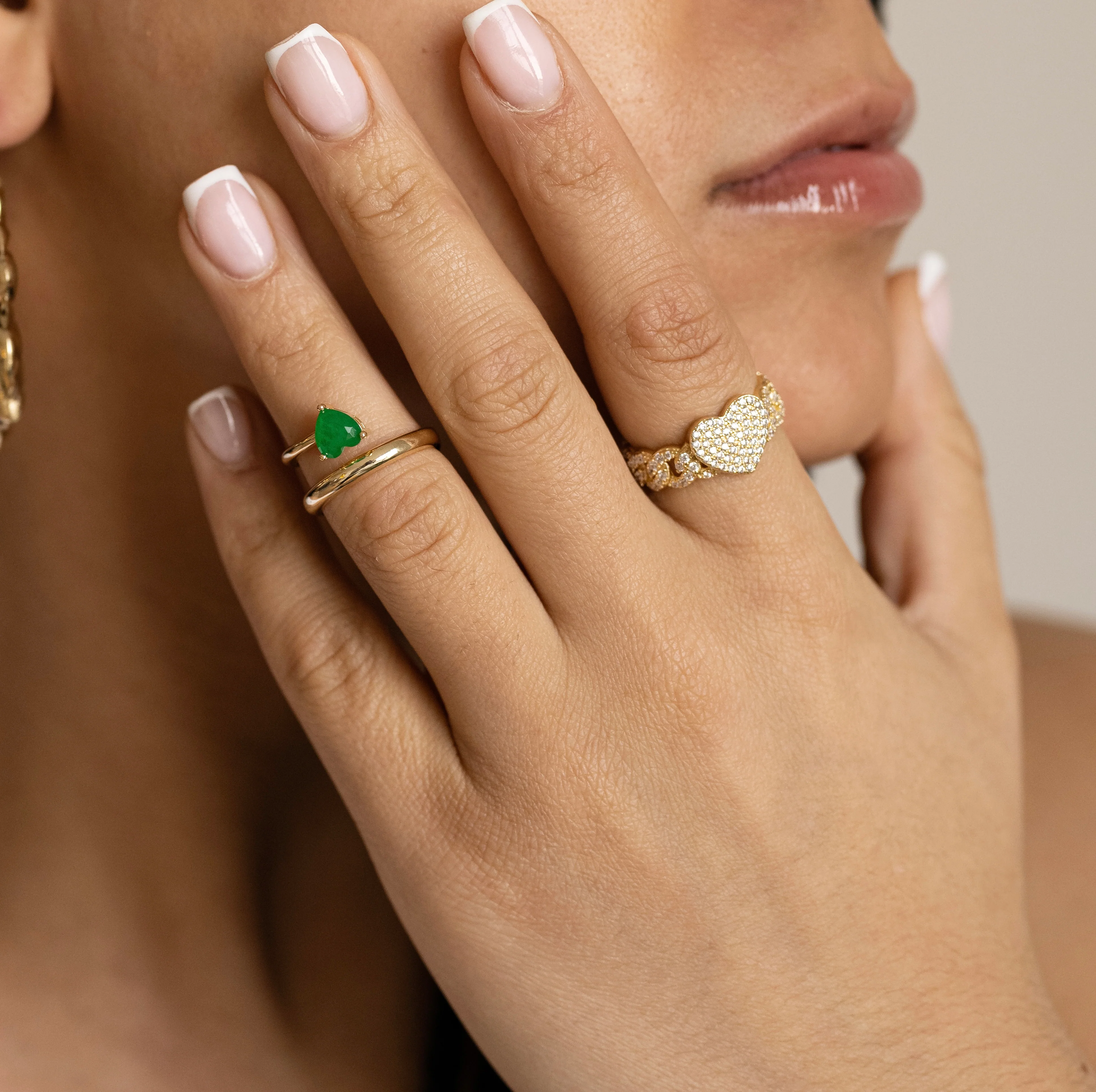 Emerald Heart Gold Wrap Ring