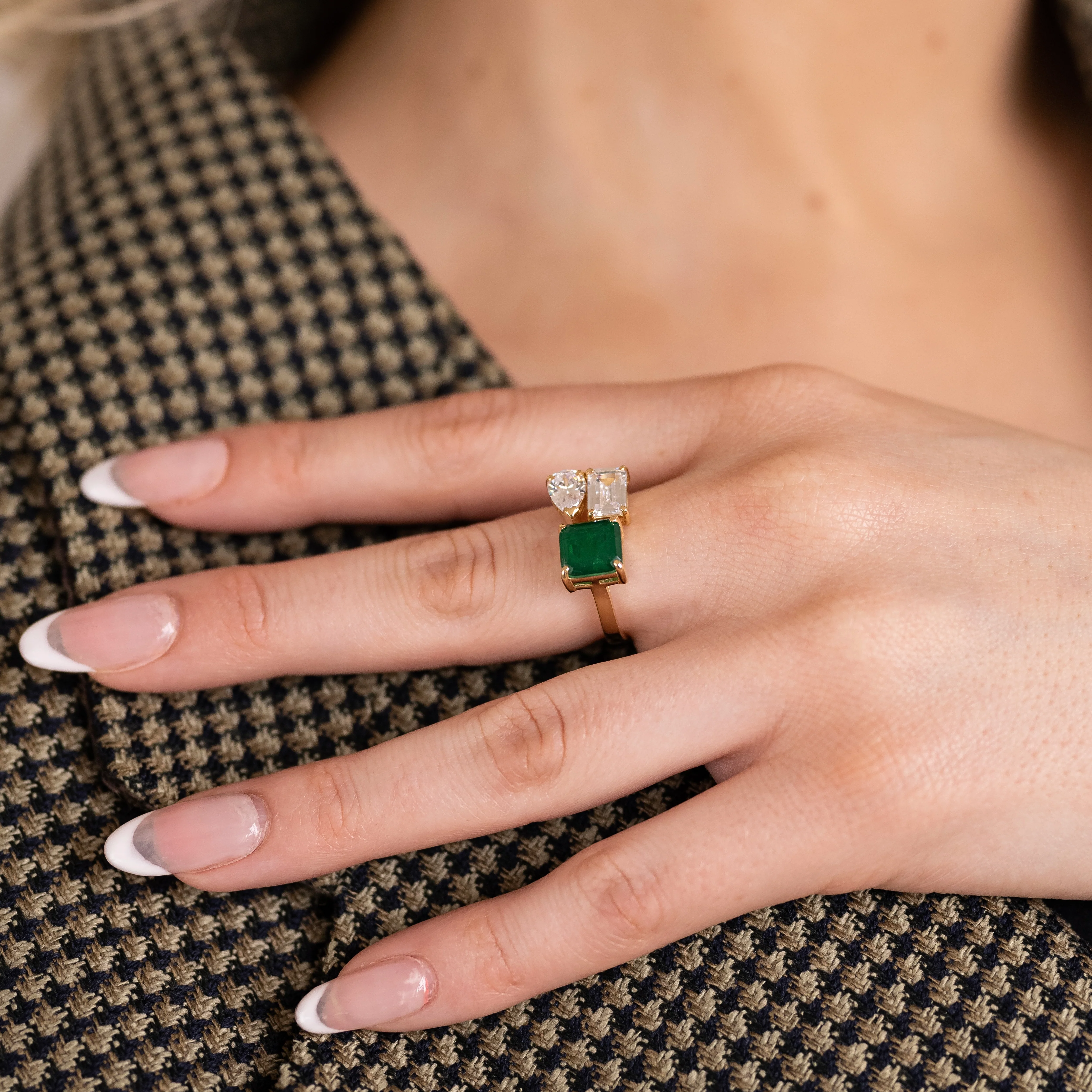 Emerald Triple Stone Ring
