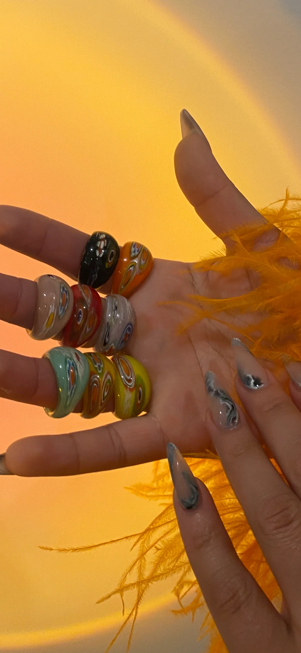 Floral Glass Rings - Image 2