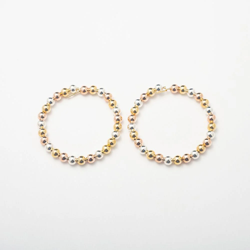 Gold Beaded Hoop