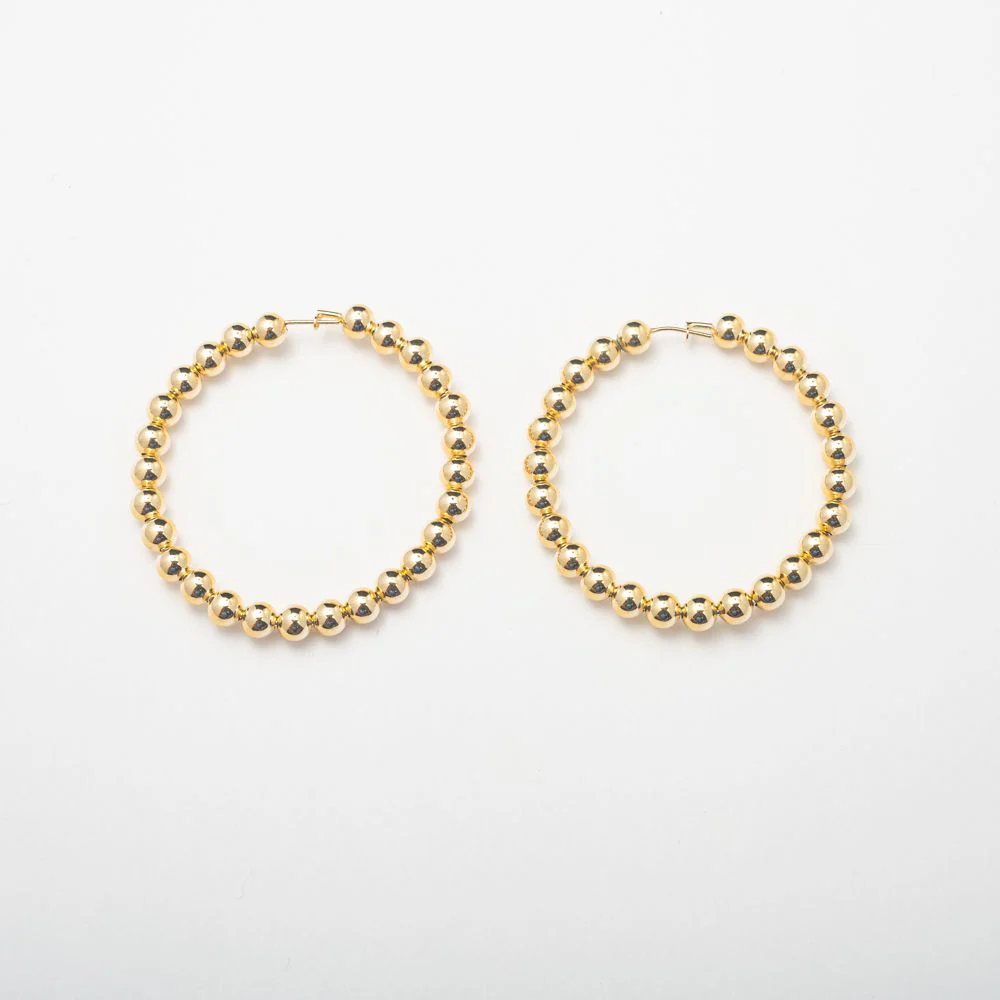 Gold Beaded Hoop