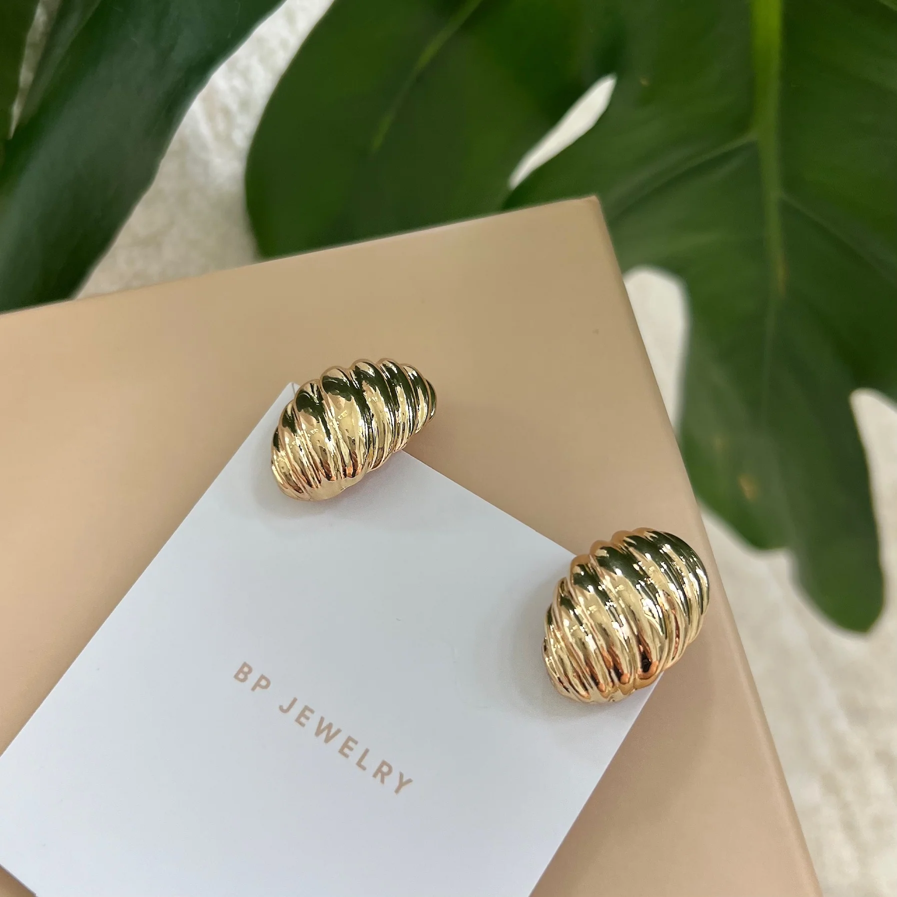 Gold Croissant Studs