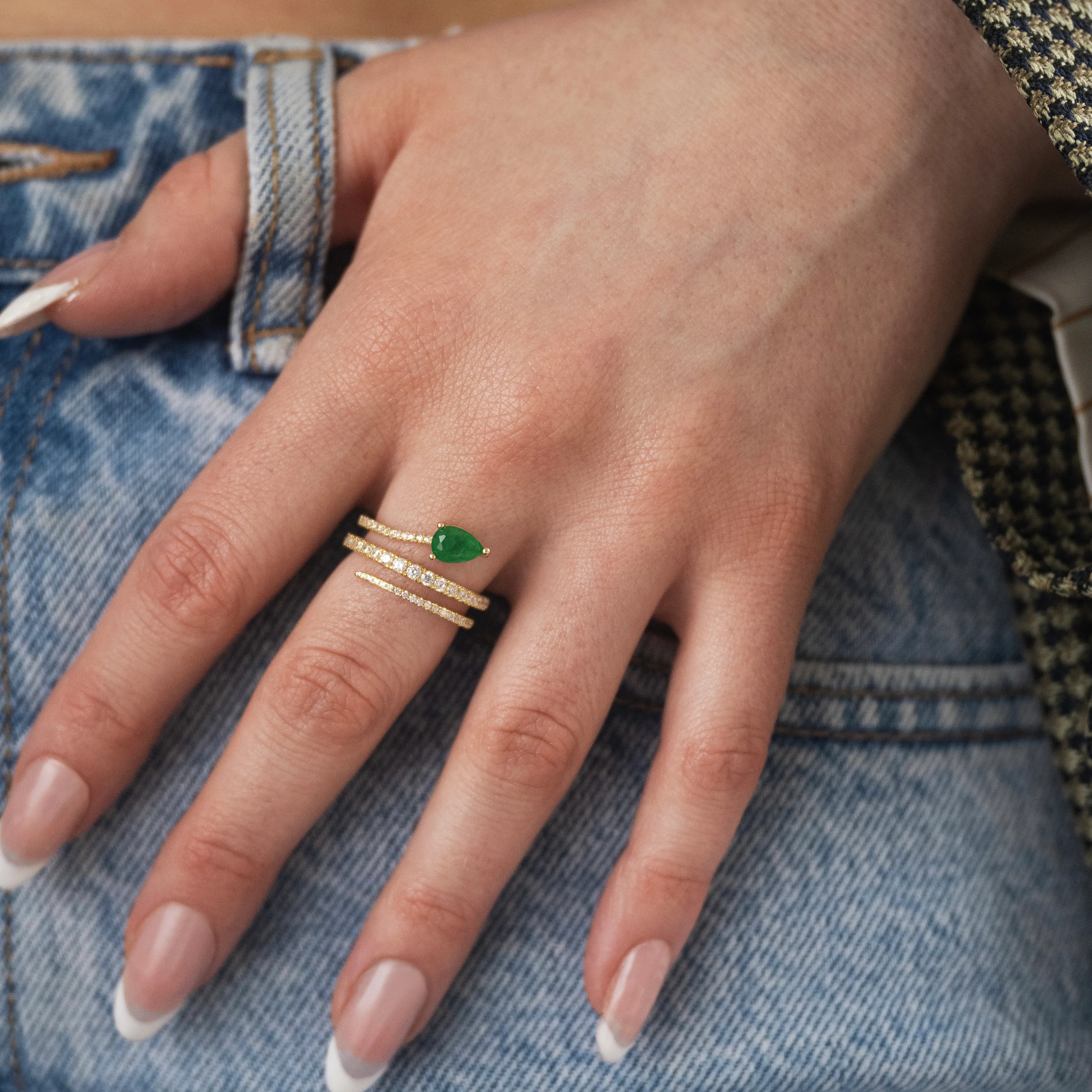 Gold Emerald Wrap Ring