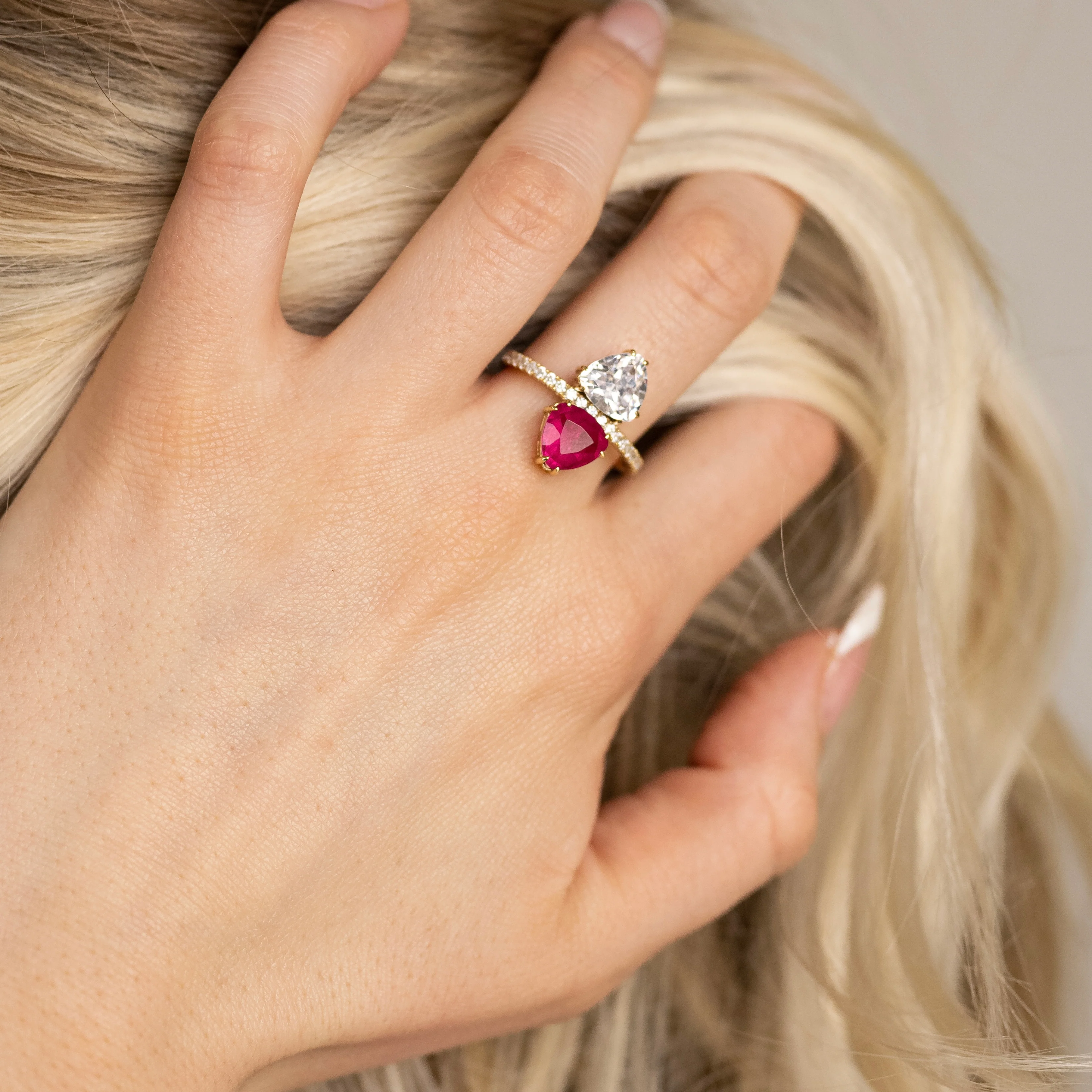 Gold Hot Pink Stone Ring