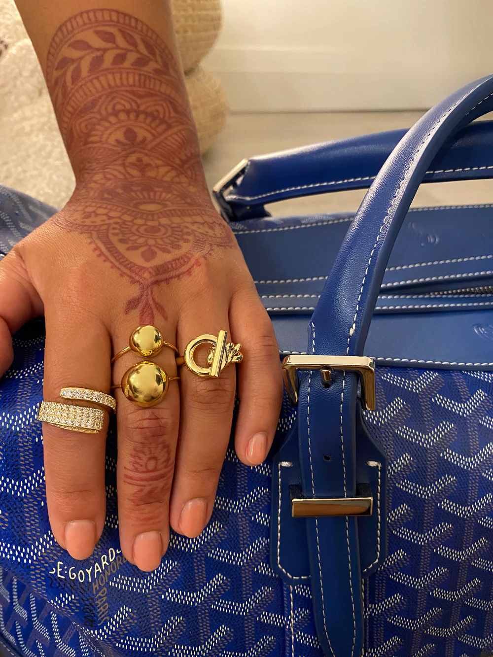 Gold Iced Out Cuff Ring