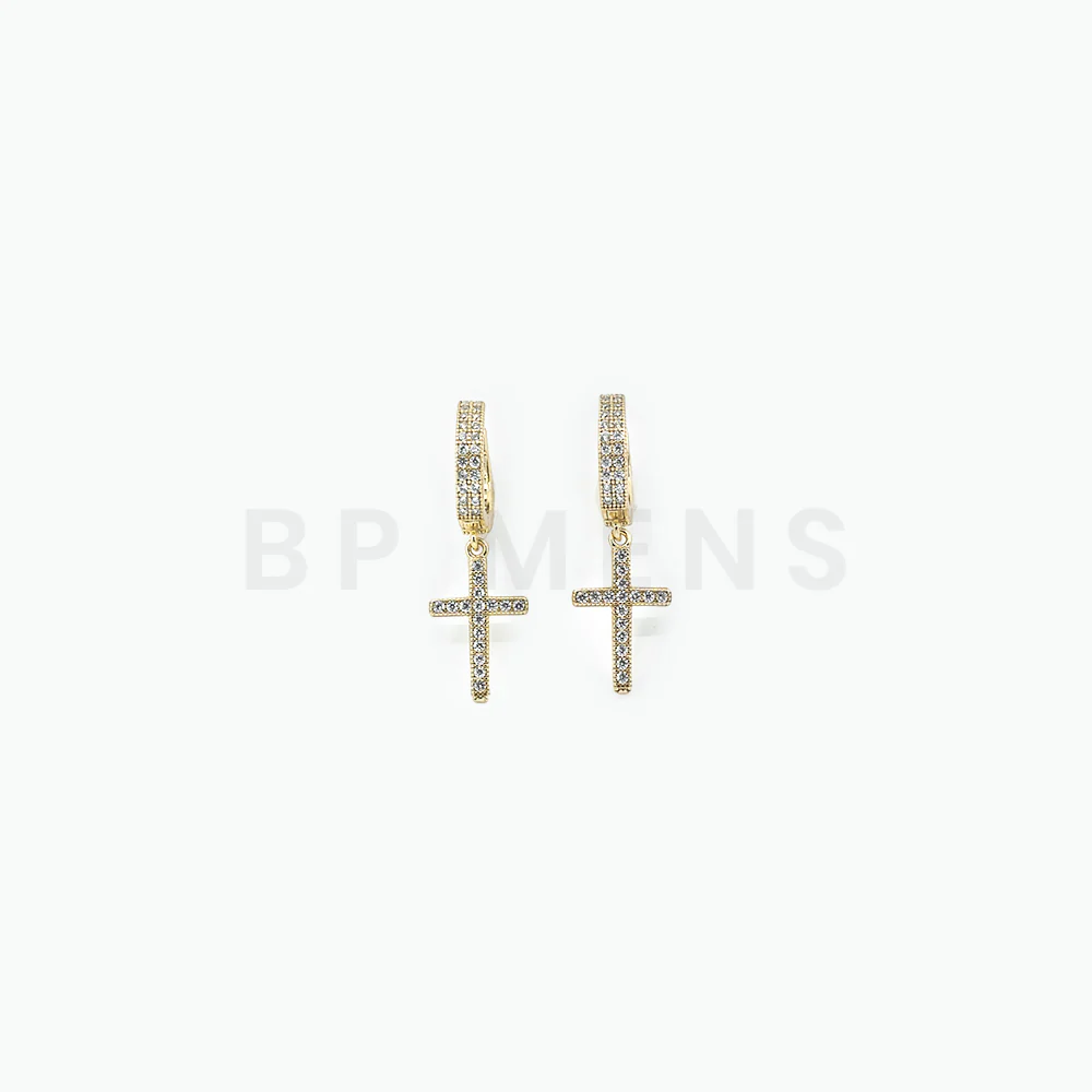 Gold Mini Cross Hoops