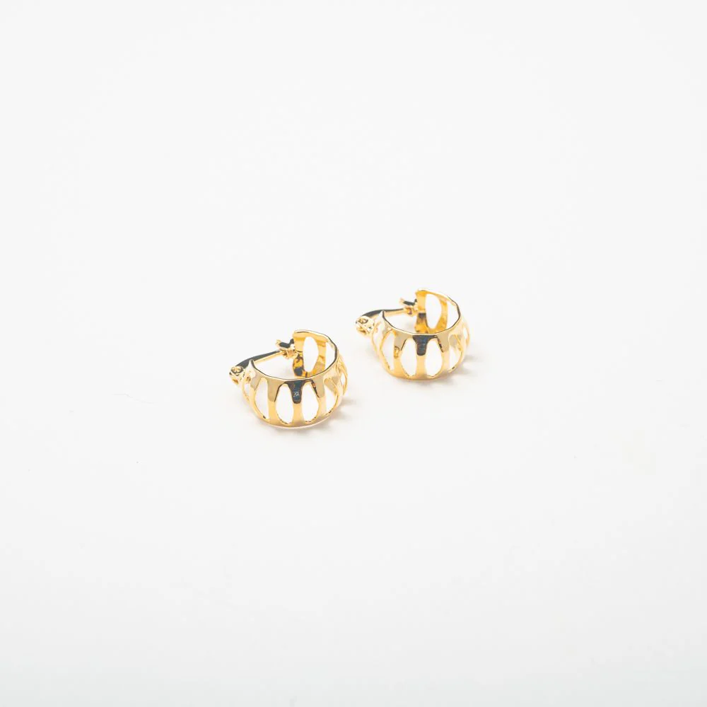 Gold Mini Stripped Hoops