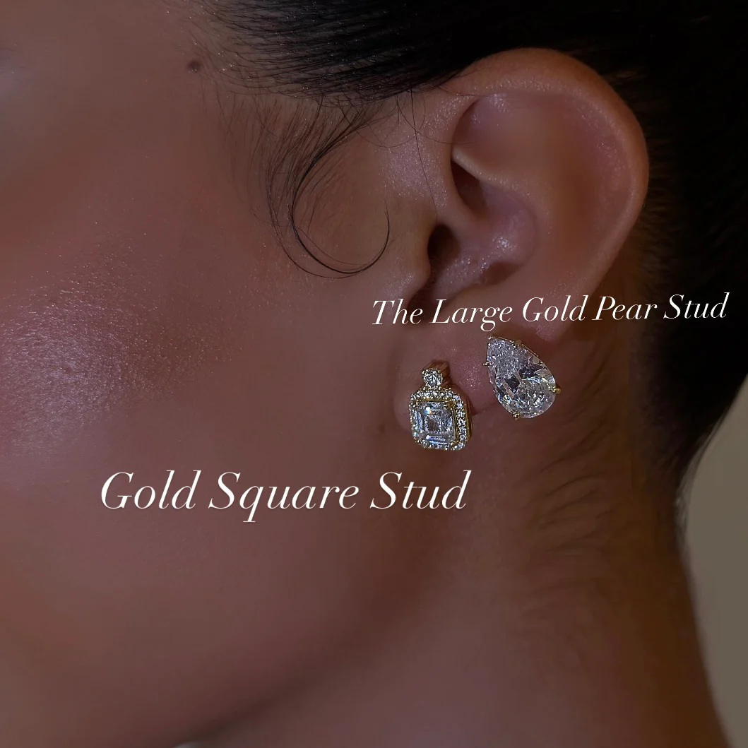 Gold Square Stud - Image 2