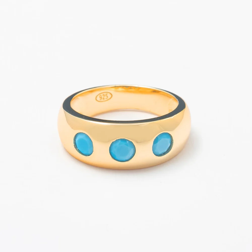 Gold Turquoise Solid Band