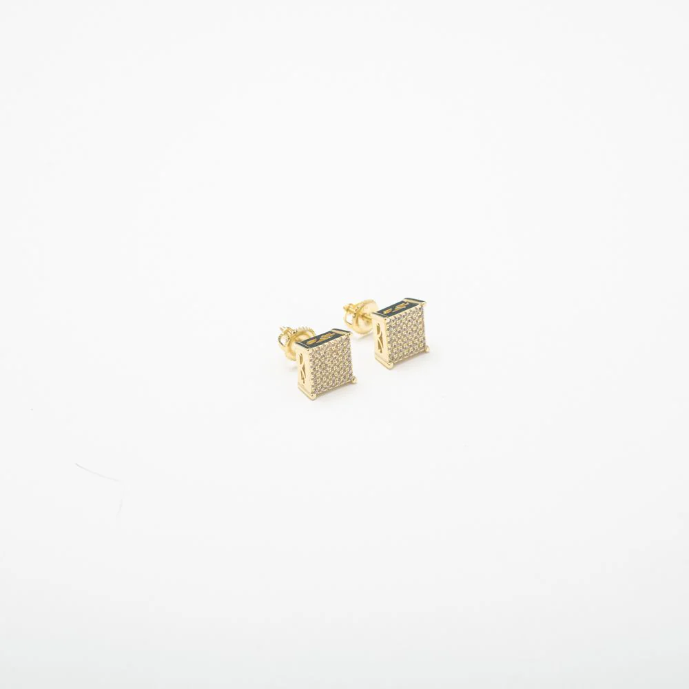 Iced Gold Square Studs