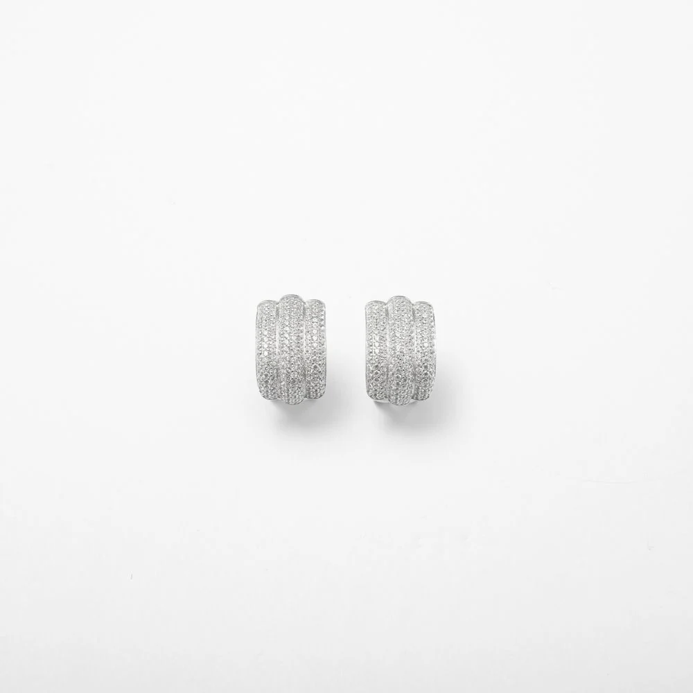 Iced Out Silver Cuff Earrings