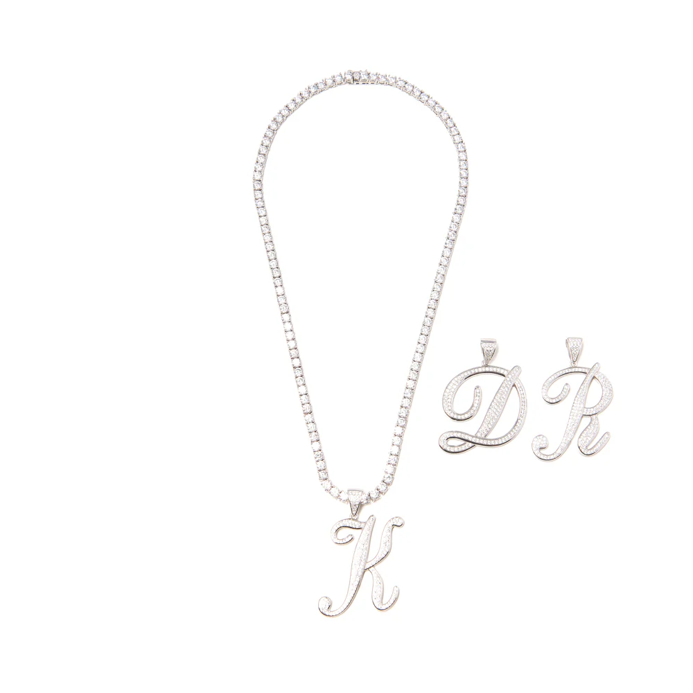 Icy Silver Initial Necklace Set