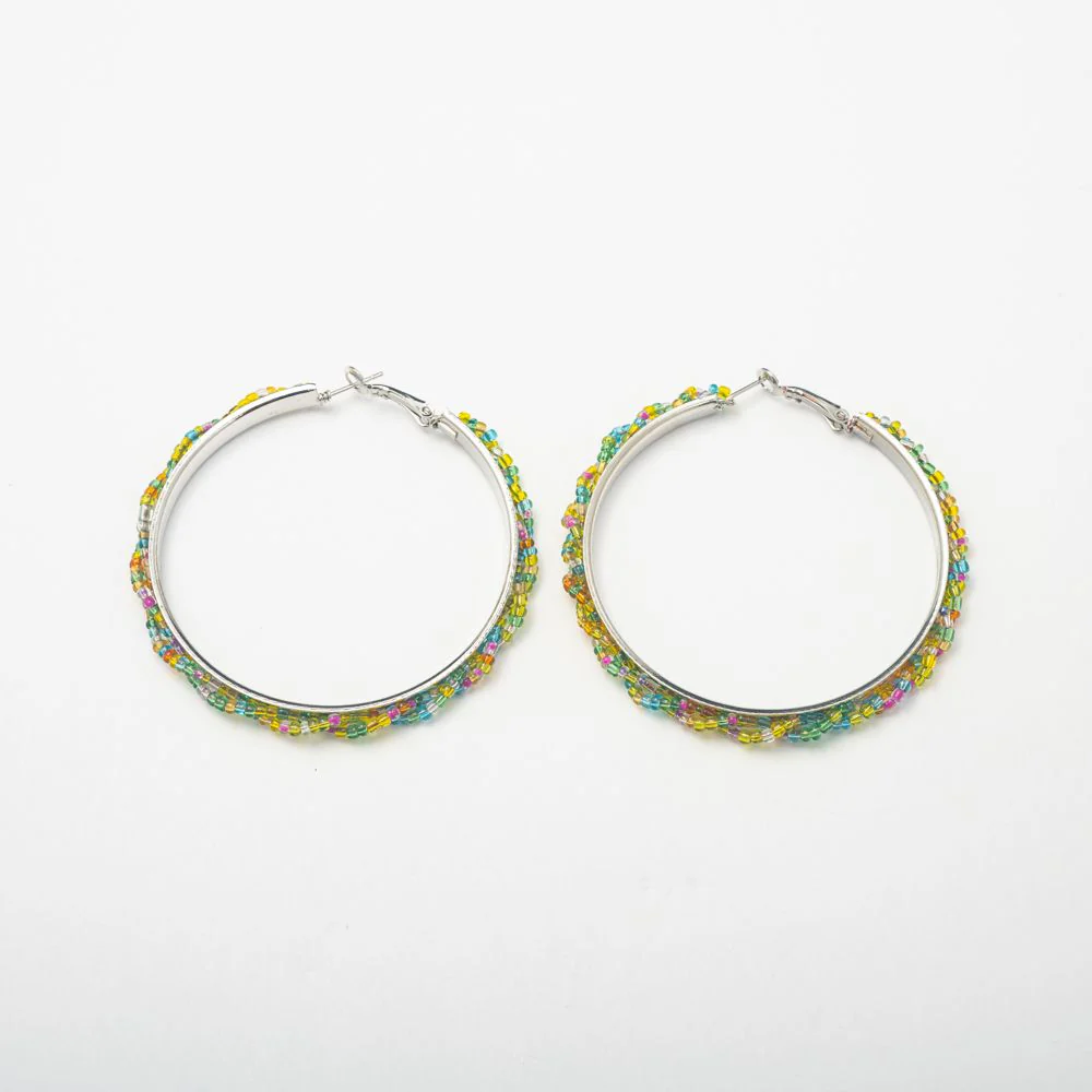 Large Beaded Swirl Hoops