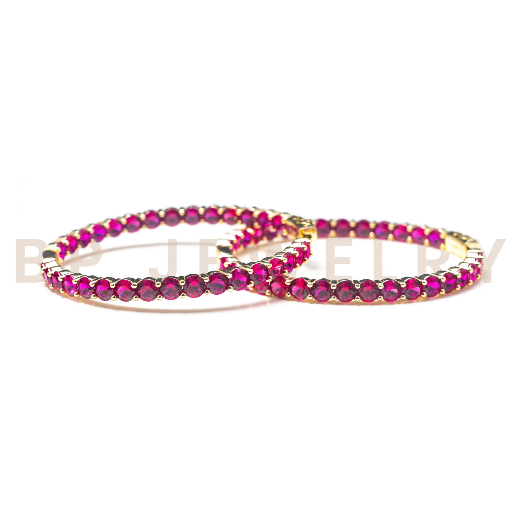 Large Hot Pink Gold Hoops
