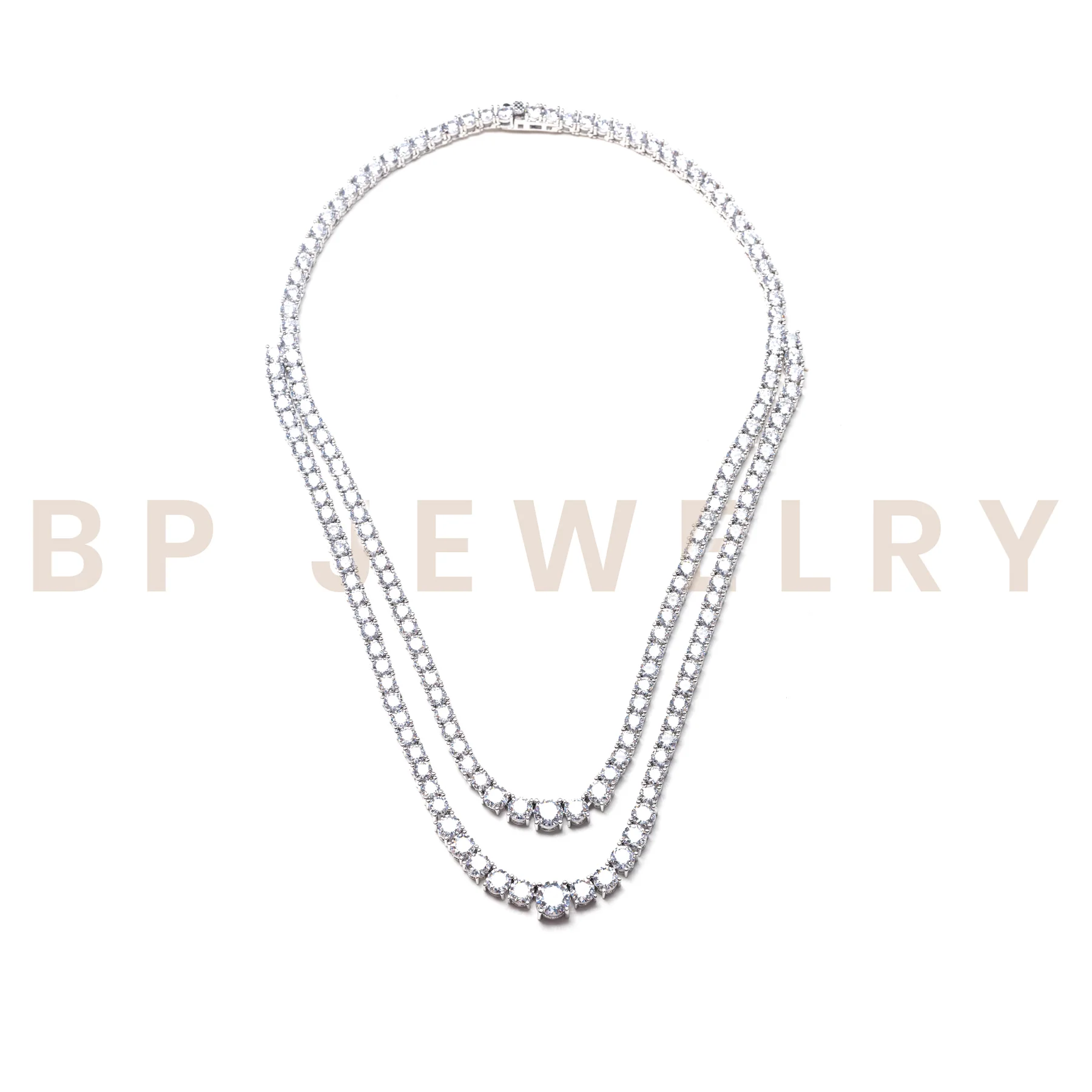Large Middle Stone Double Tennis Chain