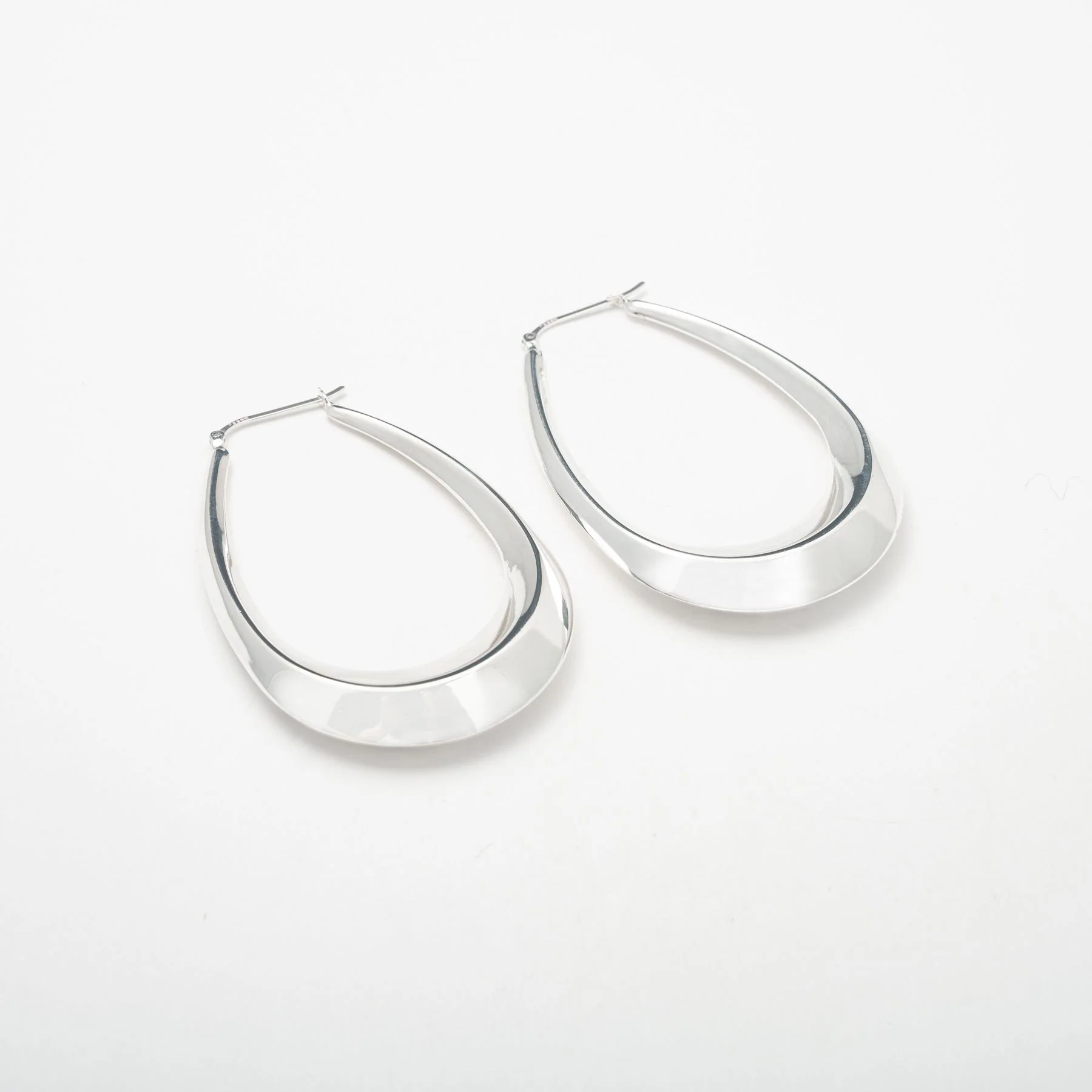 Large Oval Silver Hoops