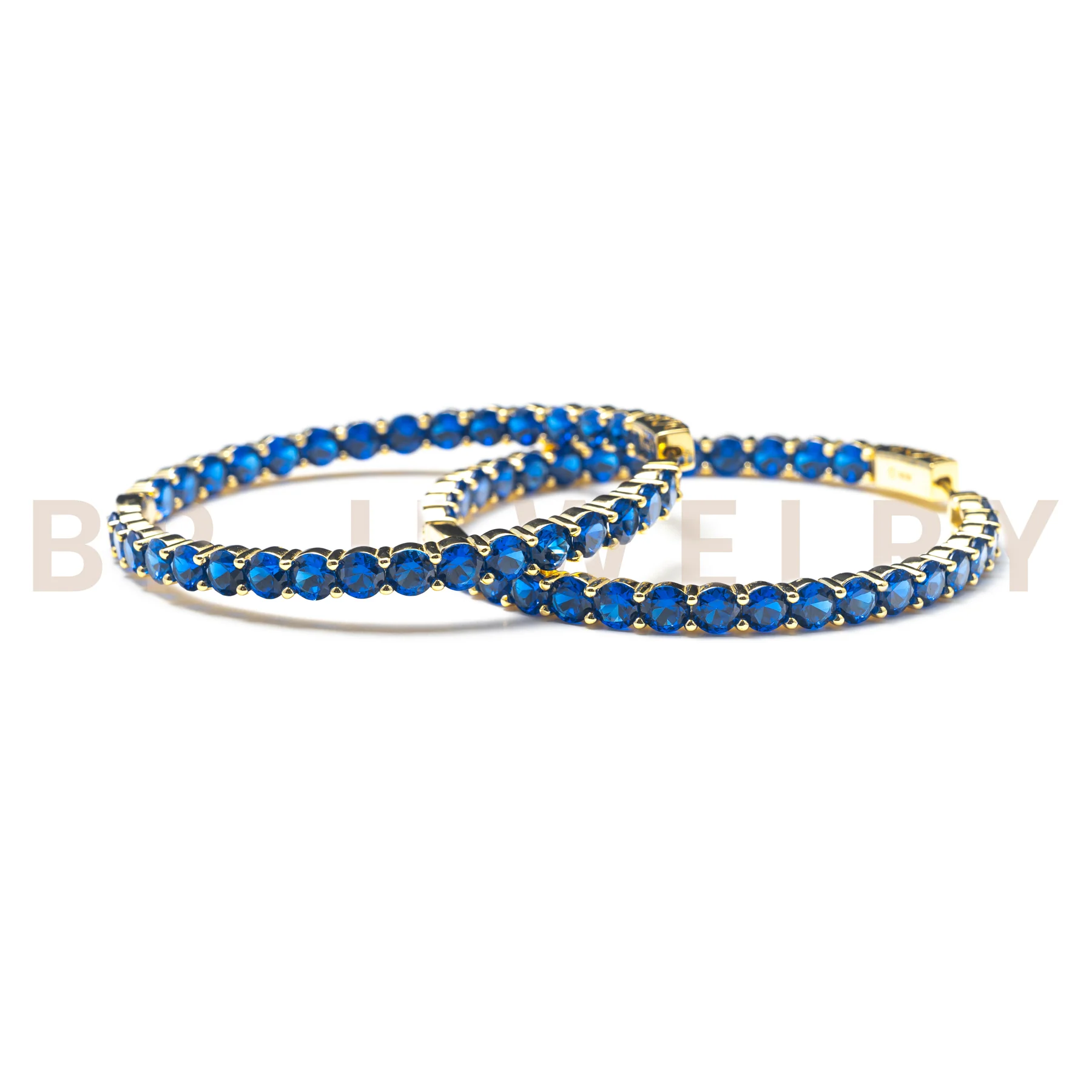 Large Sapphire Gold Hoops