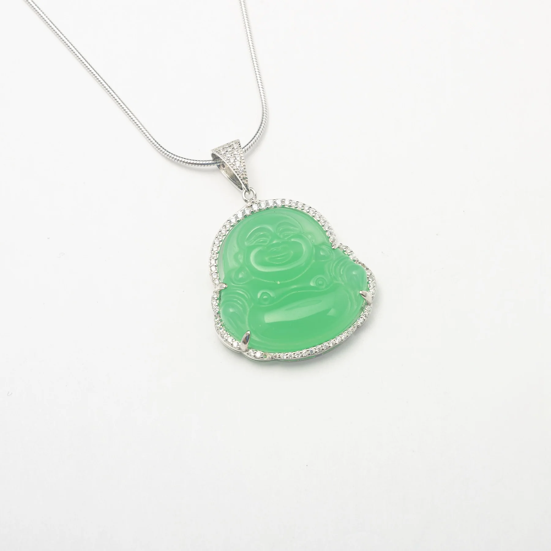Large Silver Buddha Necklace