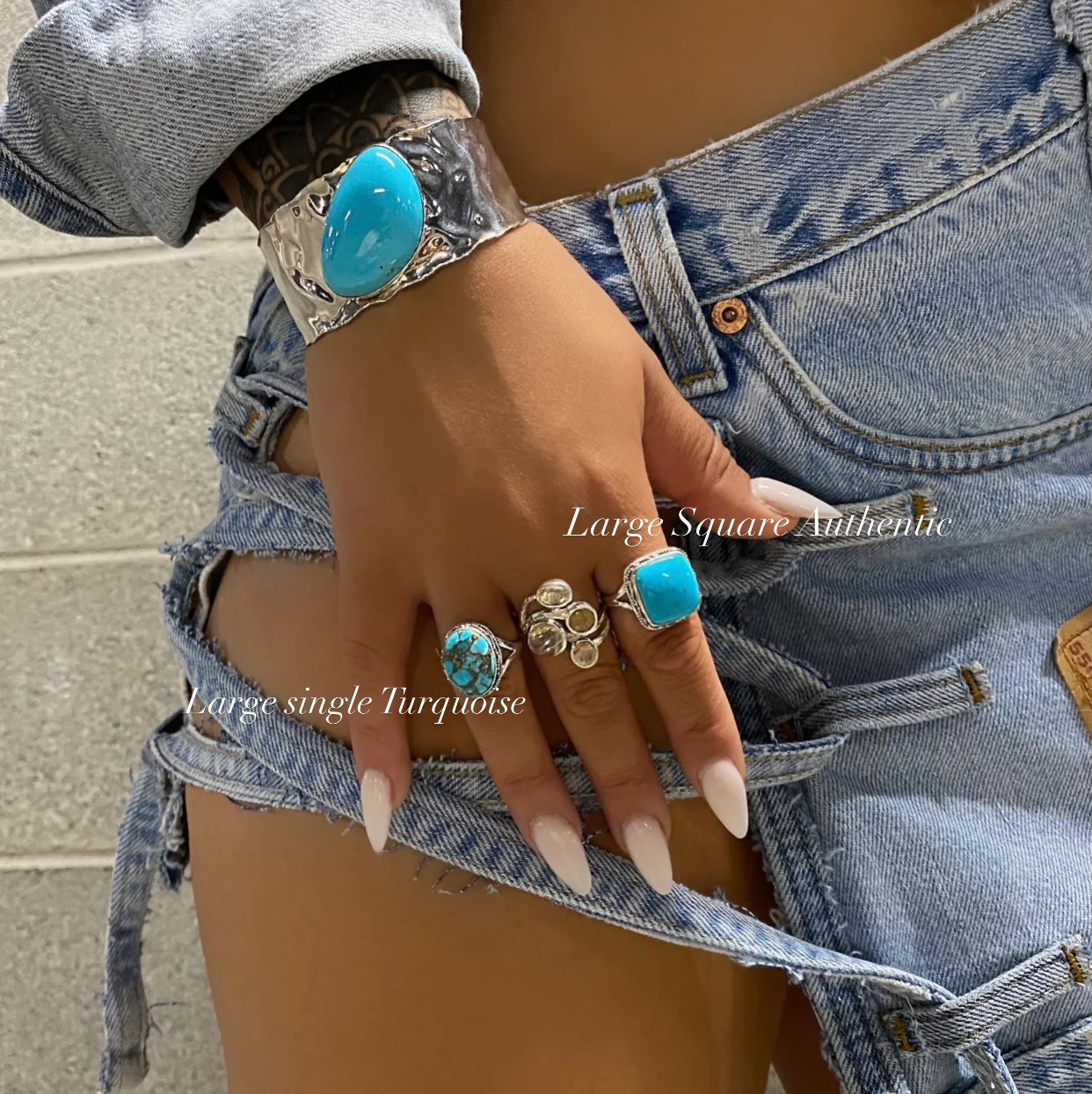 Large Single Turquoise Ring - Image 2