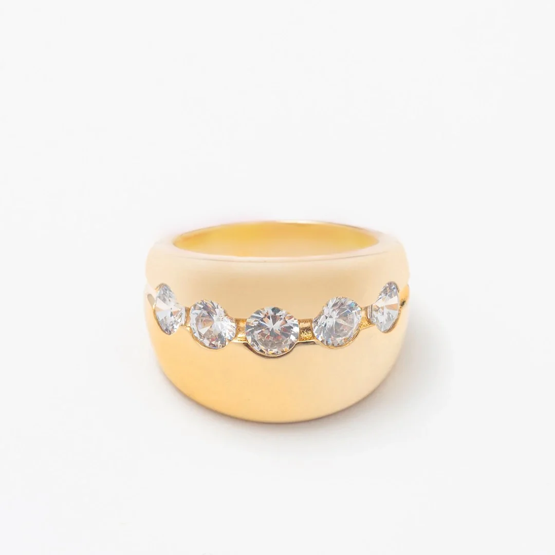 Large Solid Gold Simple Studded Band
