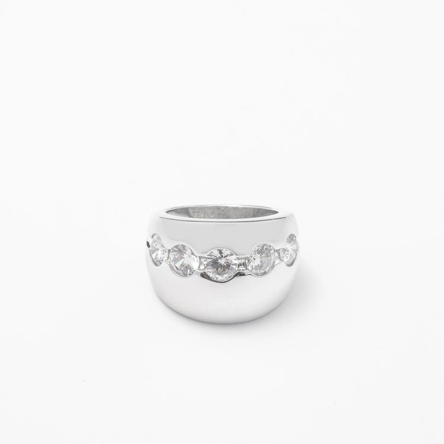 Large Solid Silver Simple Studded Band