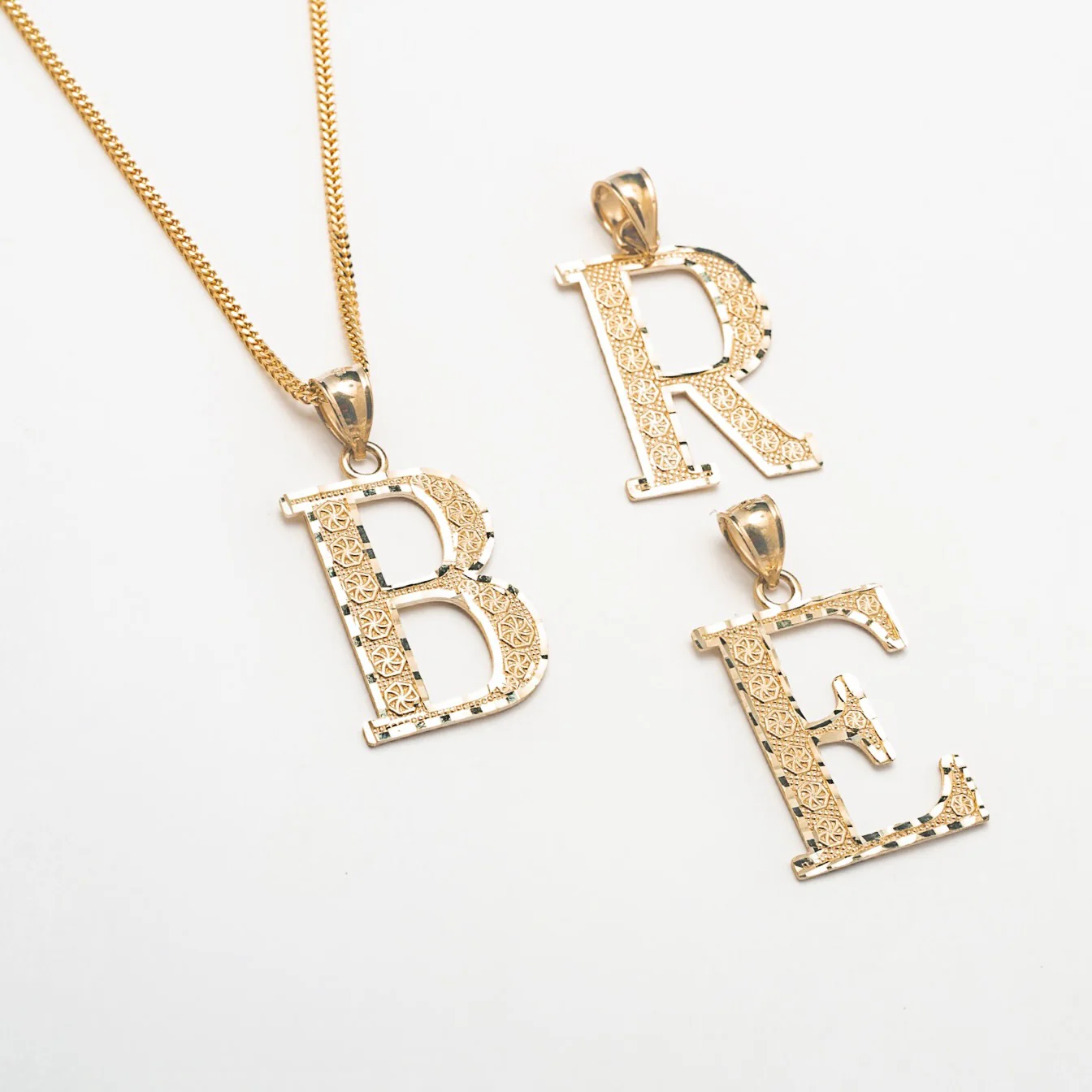 Large Vintage 10K Solid Gold Initial Necklace