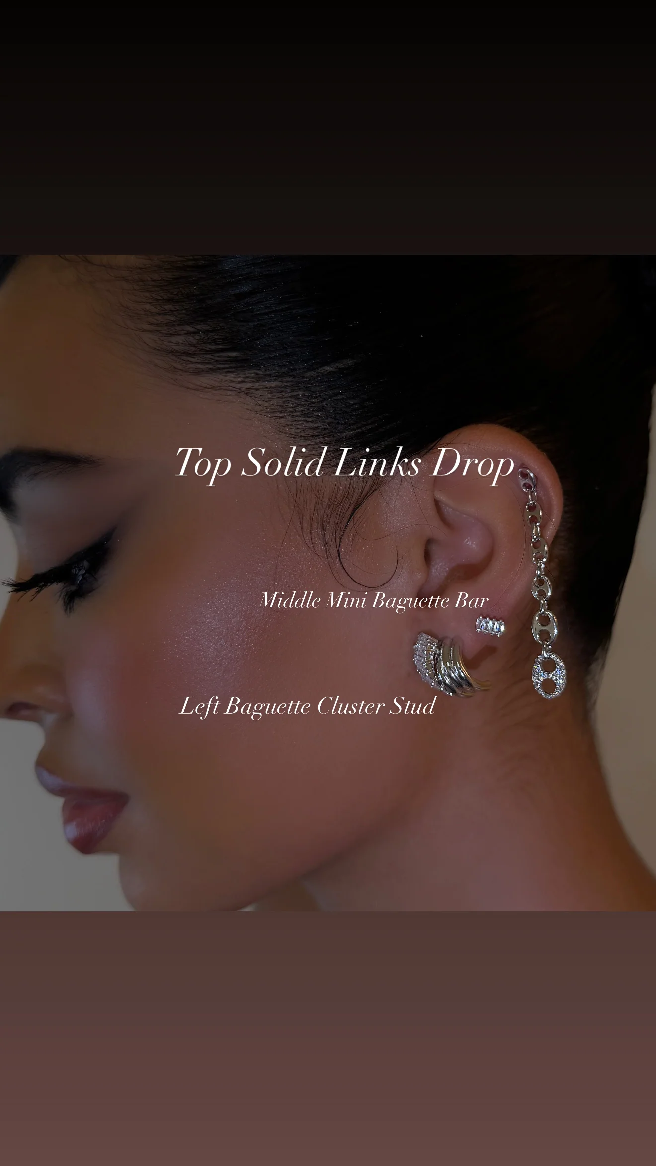Left Baguette Cluster Stud - Image 2